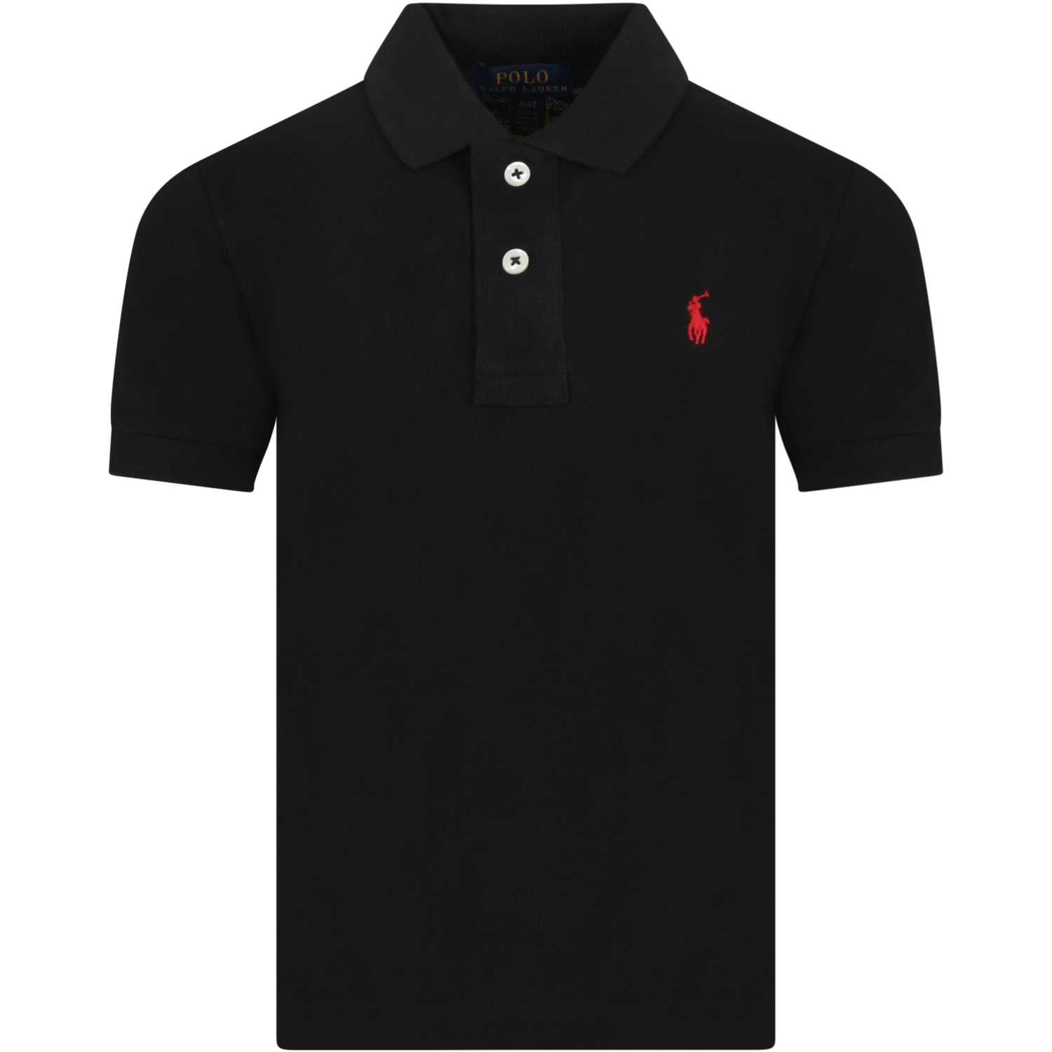 Ralph Lauren Black Polo Shirt For Kids With Pony Logo