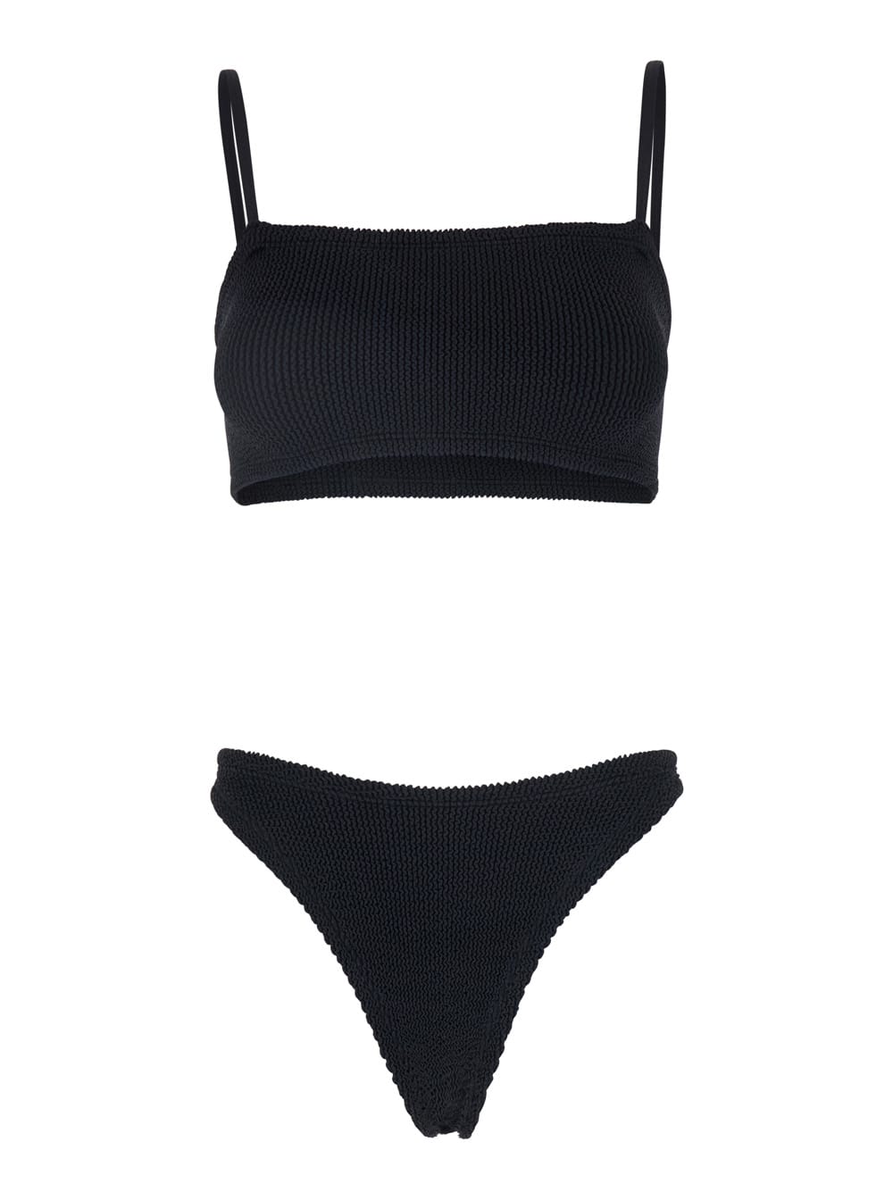 gigi Black Bikini With Square Neckline And Thin Straps In Ribbed Fabric Woman