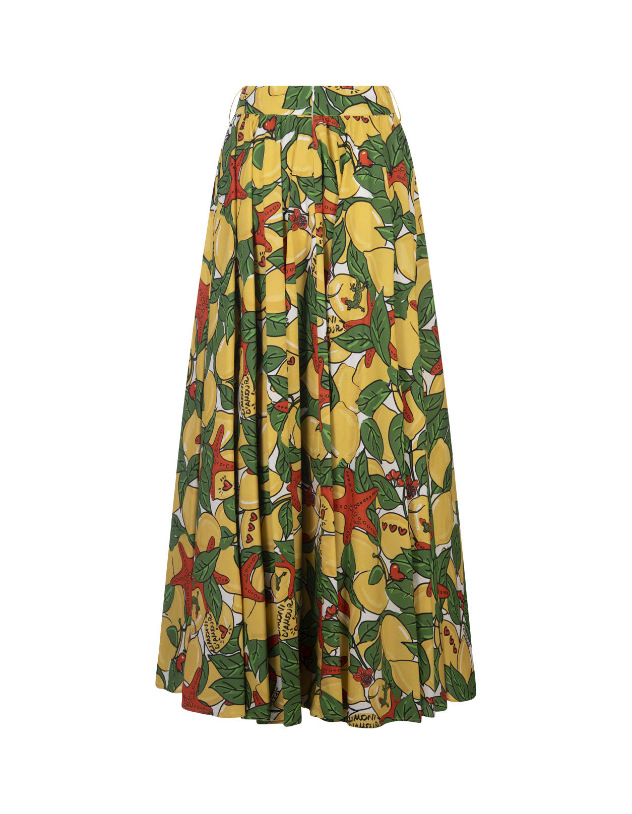 Shop Alessandro Enriquez Long Flared Skirt With Lemons Print In Green