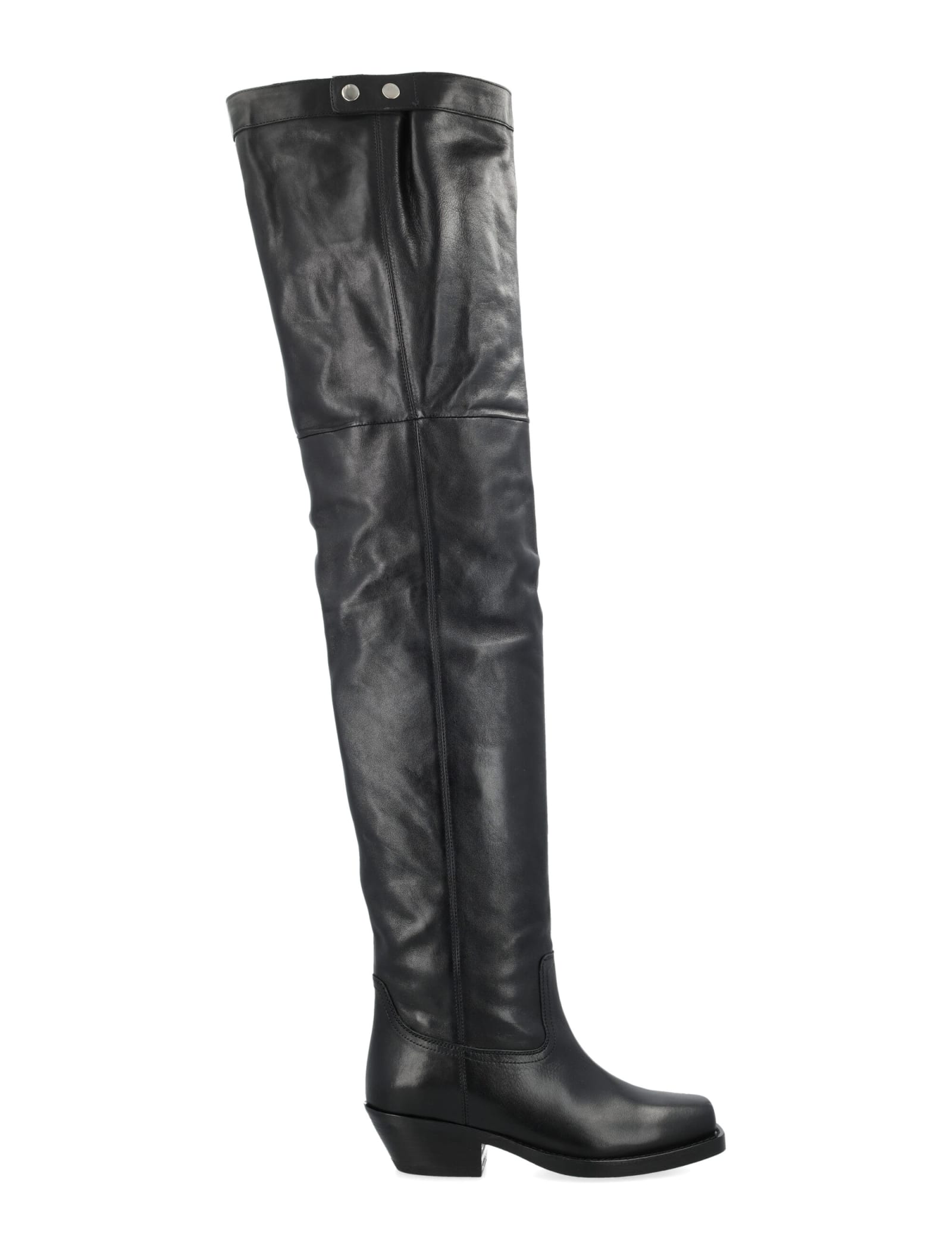 Isabel Marant 40mm Amati-gb Leather Knee High Boots In Black