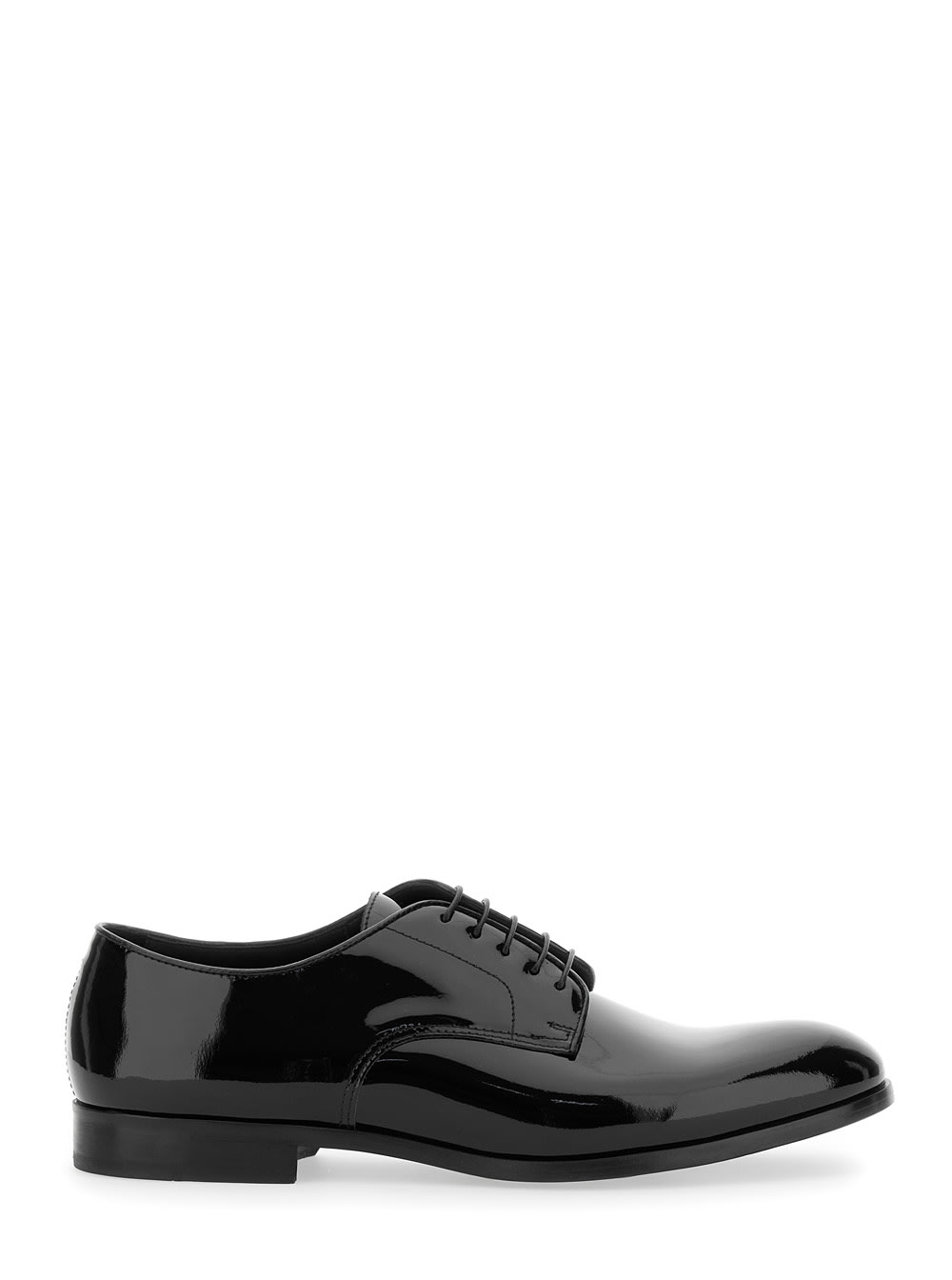 Black Oxford Shoes With Five Holes In Smooth Leather Man