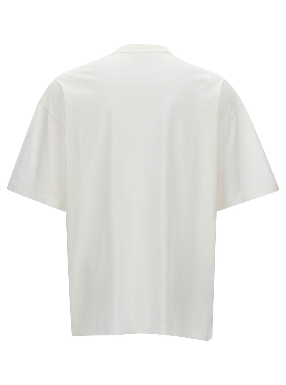 Shop Purple Brand White Oversized T-shirt With Logo Lettering Print In Cotton Man