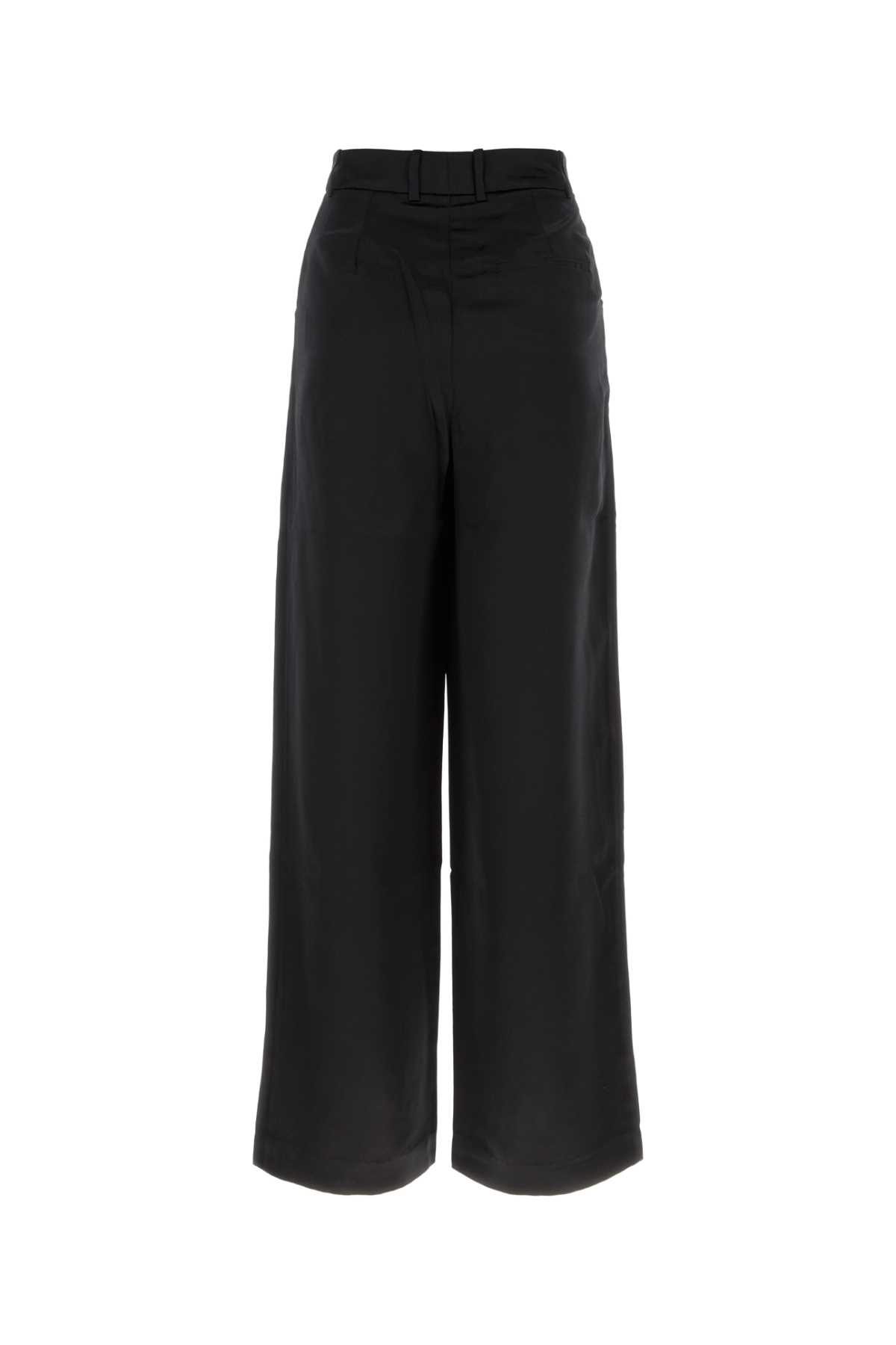 Shop Loulou Studio Black Satin Vione Wide-leg Pant