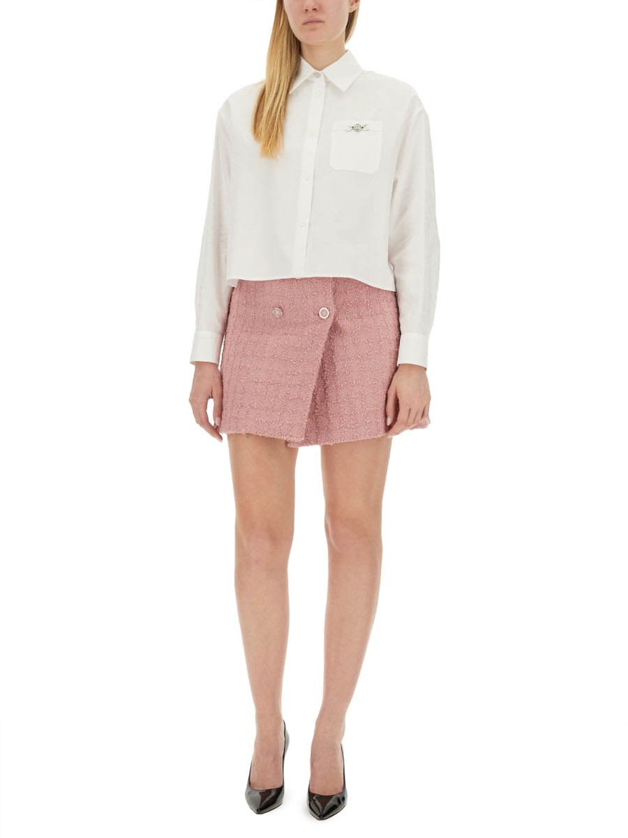 Shop Versace Mini Wrap Skirt In Pink