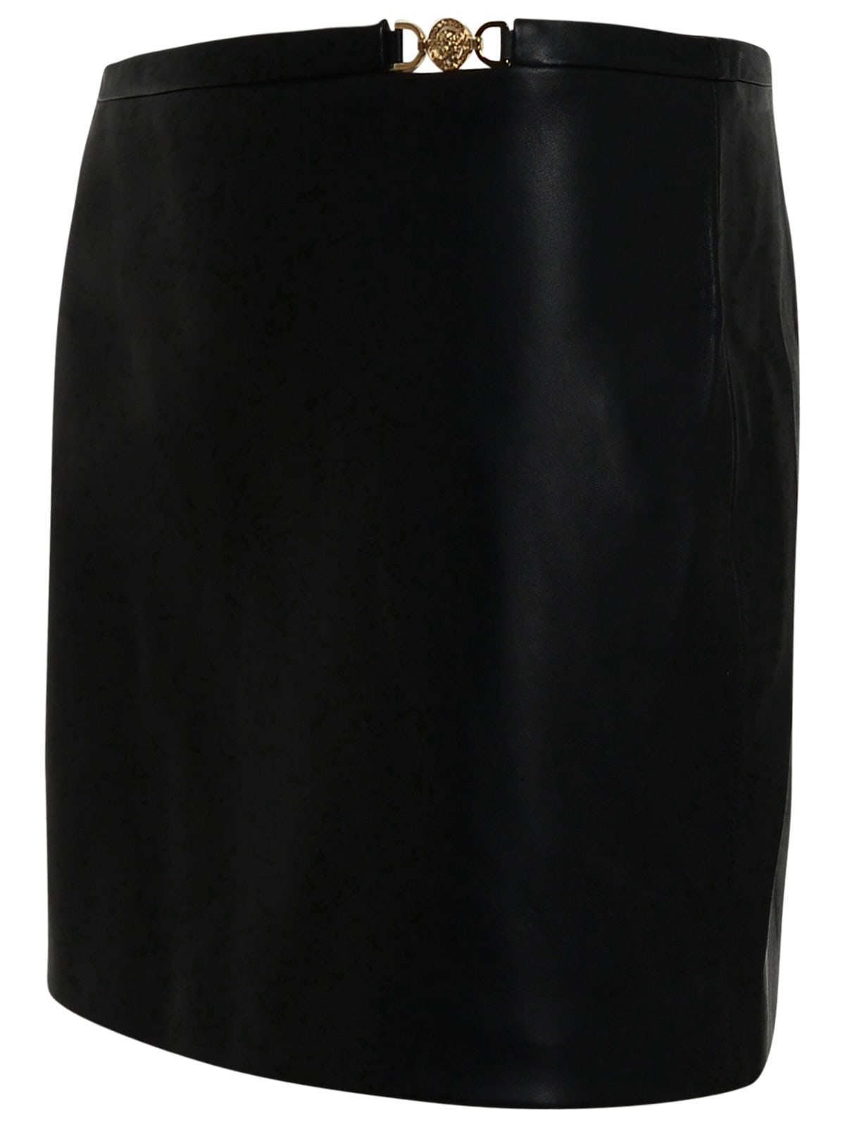 Shop Versace Black Leather Miniskirt