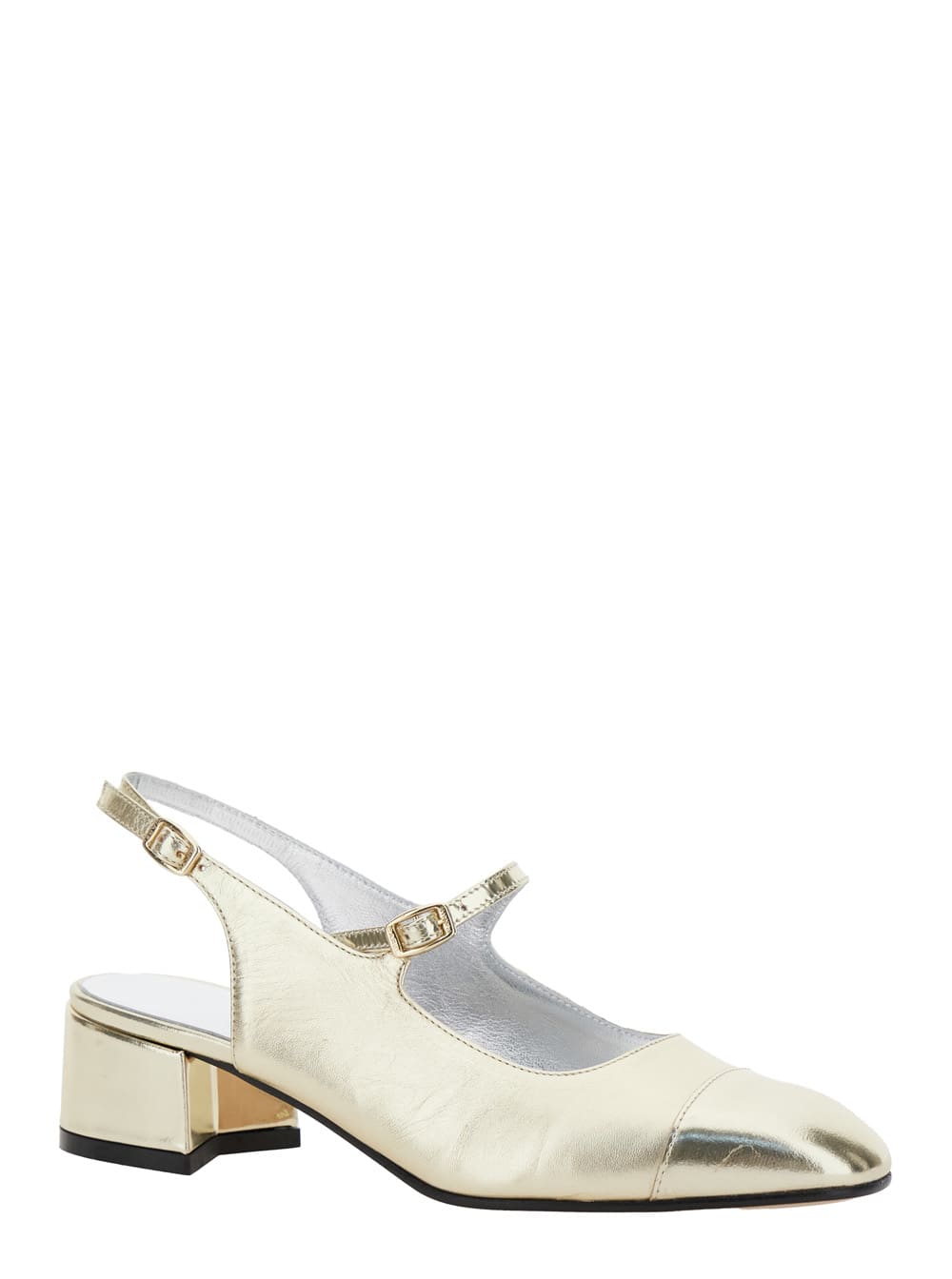 CAREL ISCHIA METALLIC SLINGBACK PUMPS WITH ADJUSTABLE STRAP IN PATENT LEATHER WOMAN