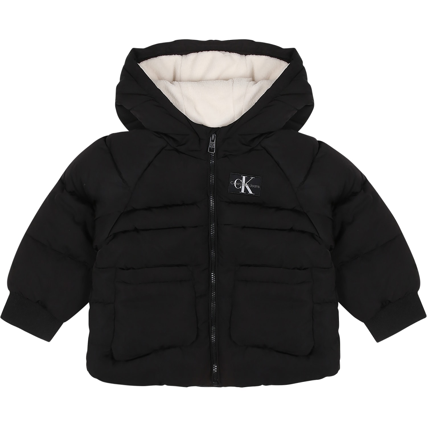 Calvin Klein Black Down Jacket For Baby Boy With Logo