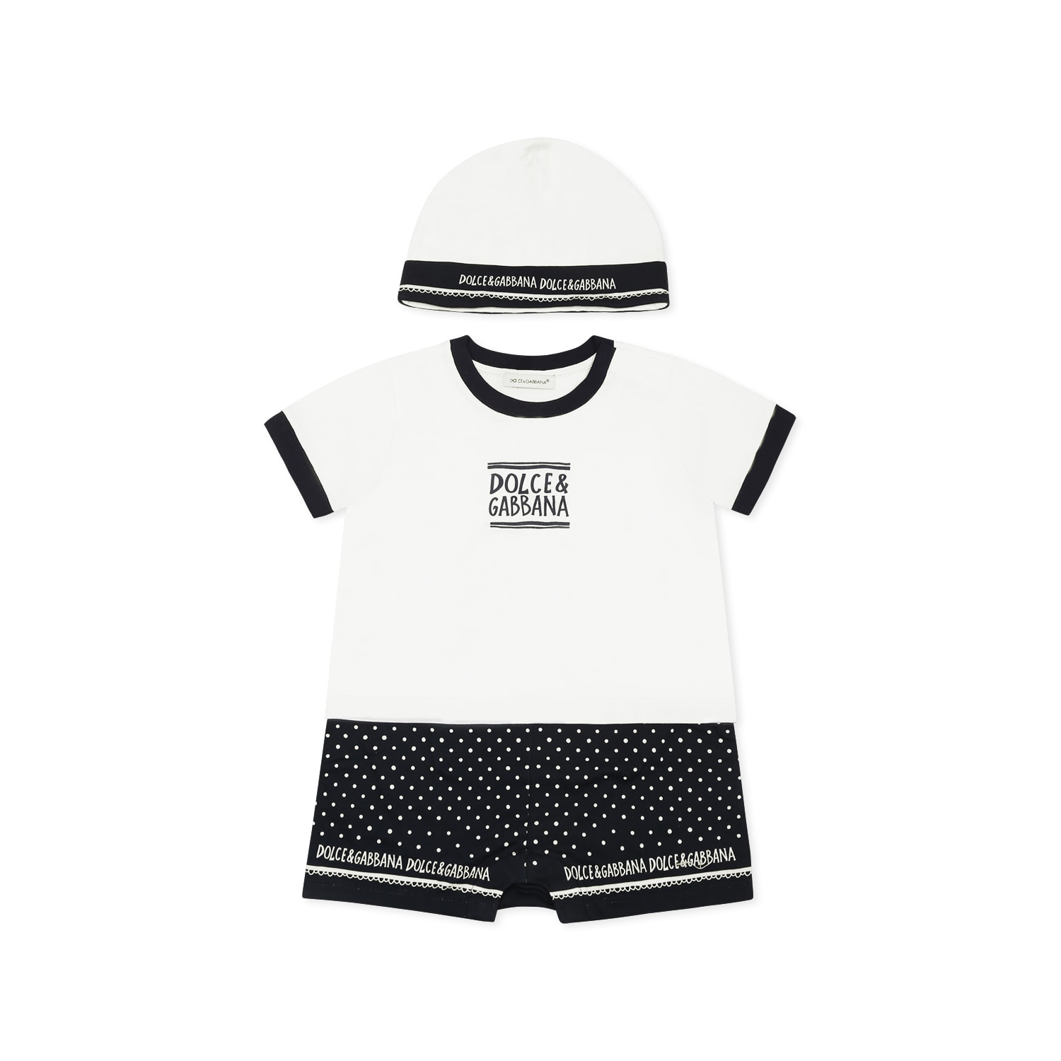 Dolce & Gabbana Multicolor Romper Set For Baby Boy With Logo In Multicolor