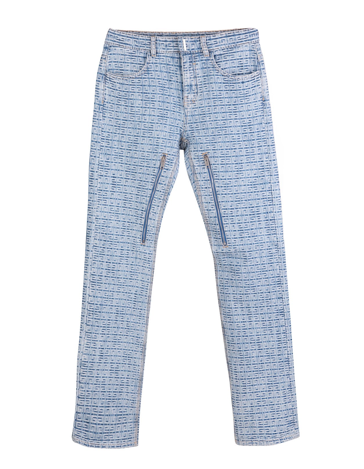 Givenchy Man 4g Jeans In Light Wash Blue Denim With Zip
