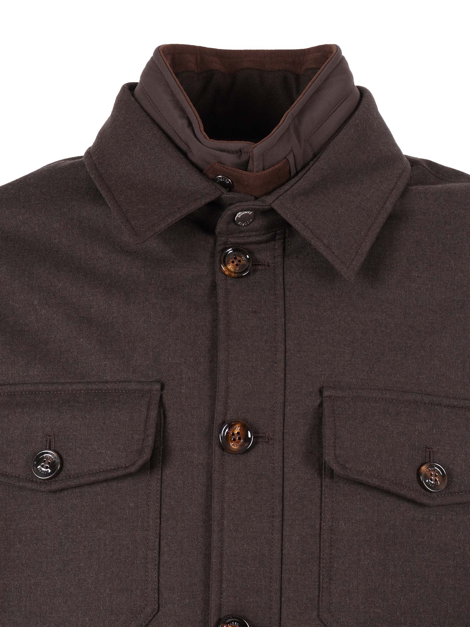 Moorer Classic Brown Button-up Jacket With Structured Collar In Brown