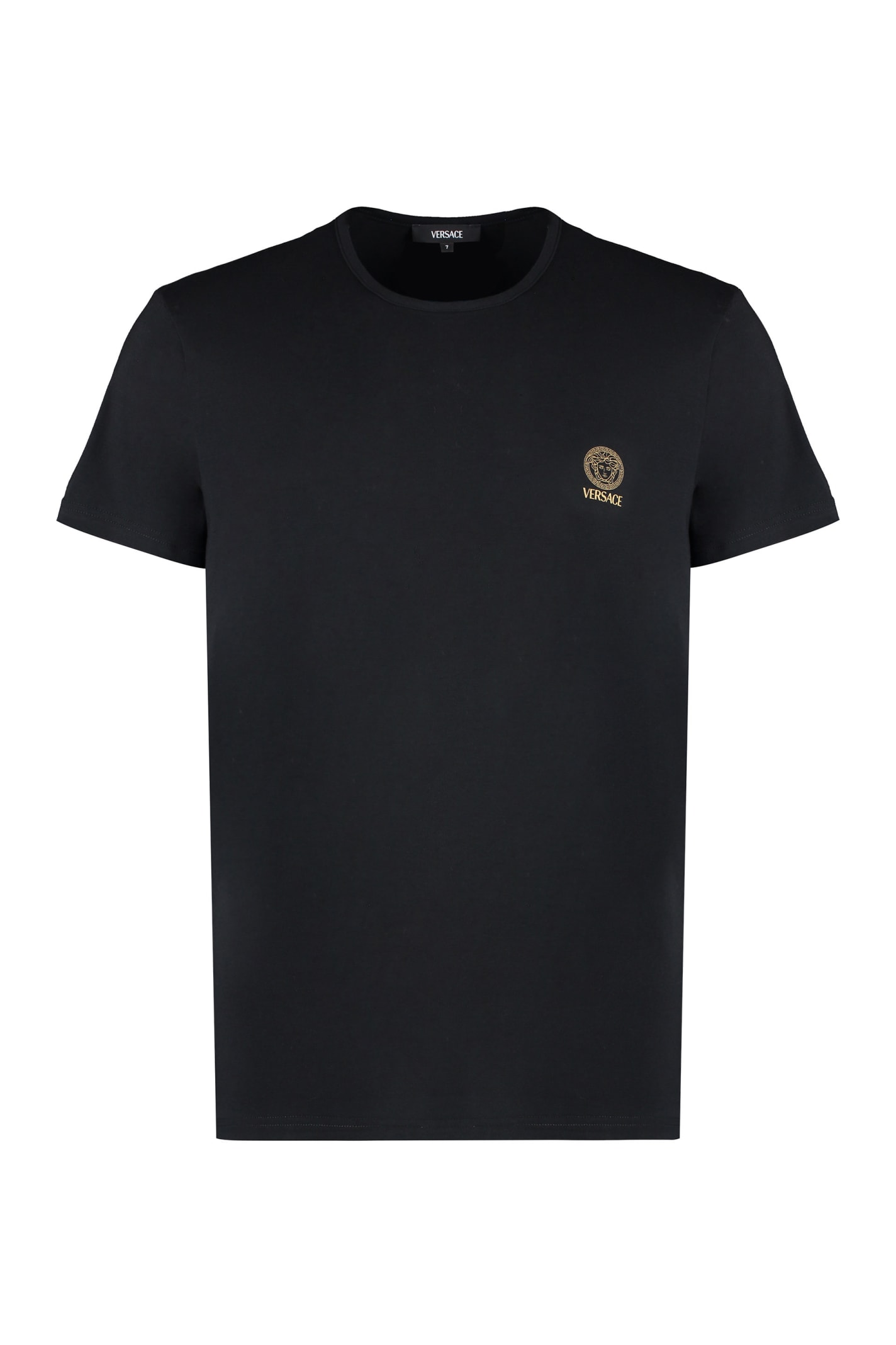 Shop Versace Cotton Crew-neck T-shirt In Black