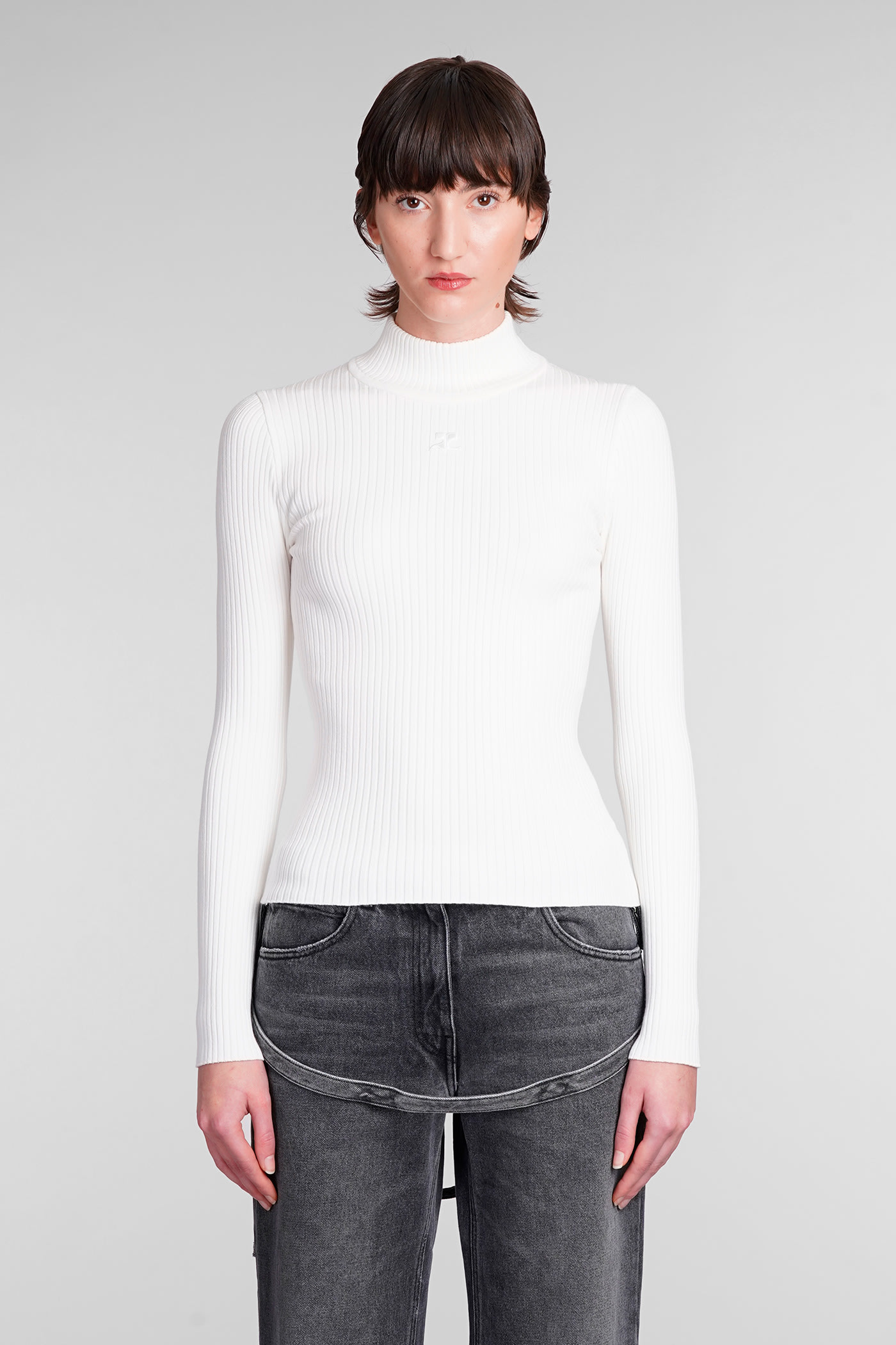 Shop Courrèges Knitwear In White Viscose