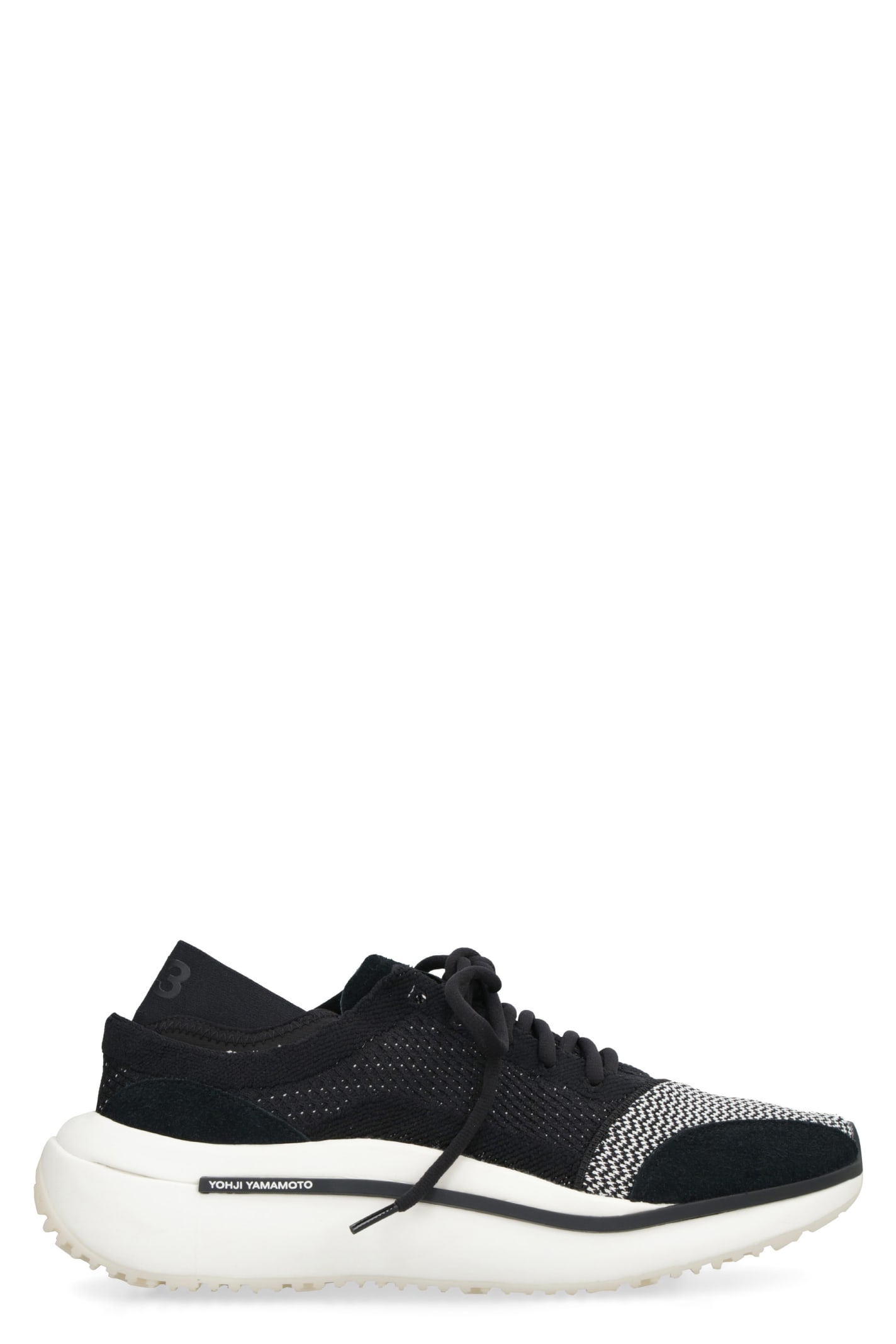 Shop Y-3 Qisan Knit Fabric Low-top Sneakers In Black