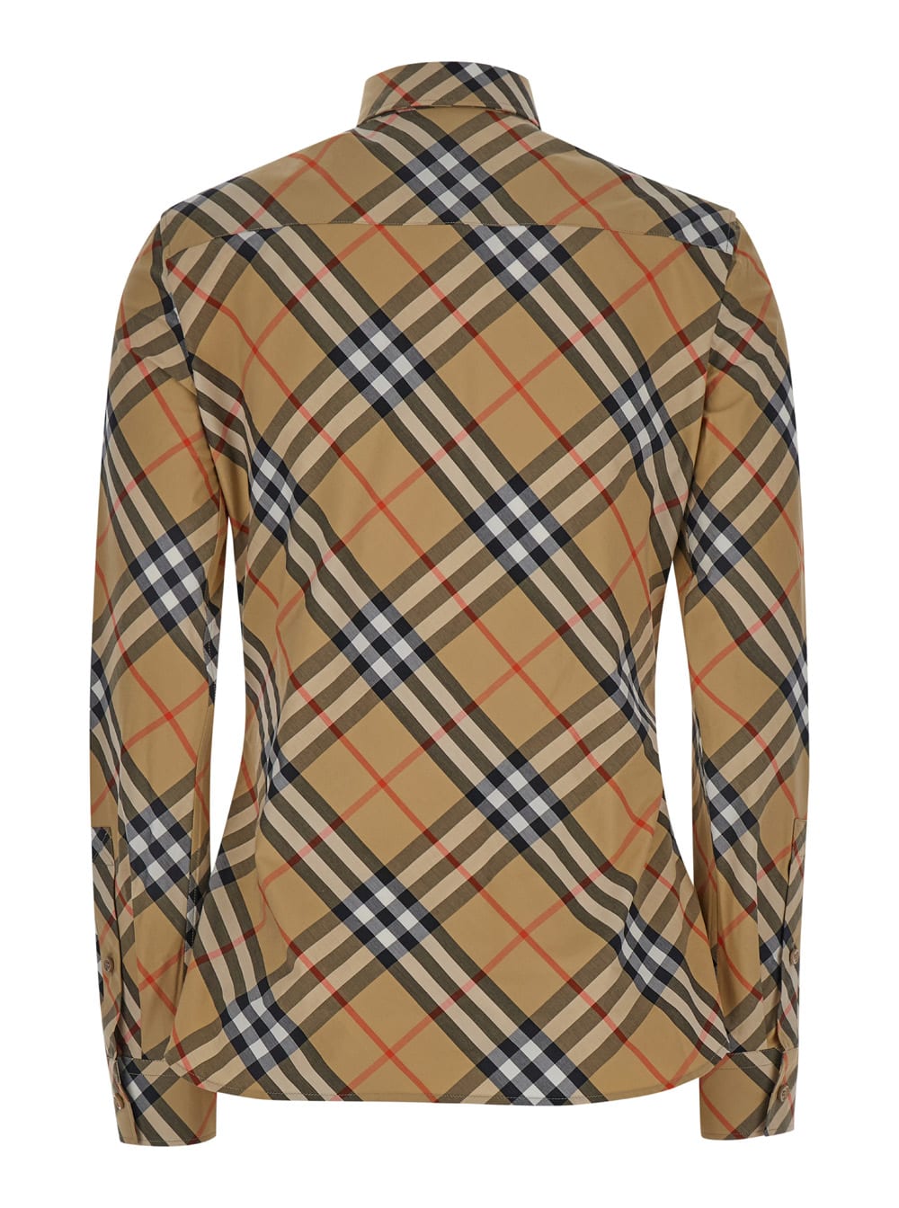 Shop Burberry Beige Shirt With All-over  Check Motif In Cotton Woman