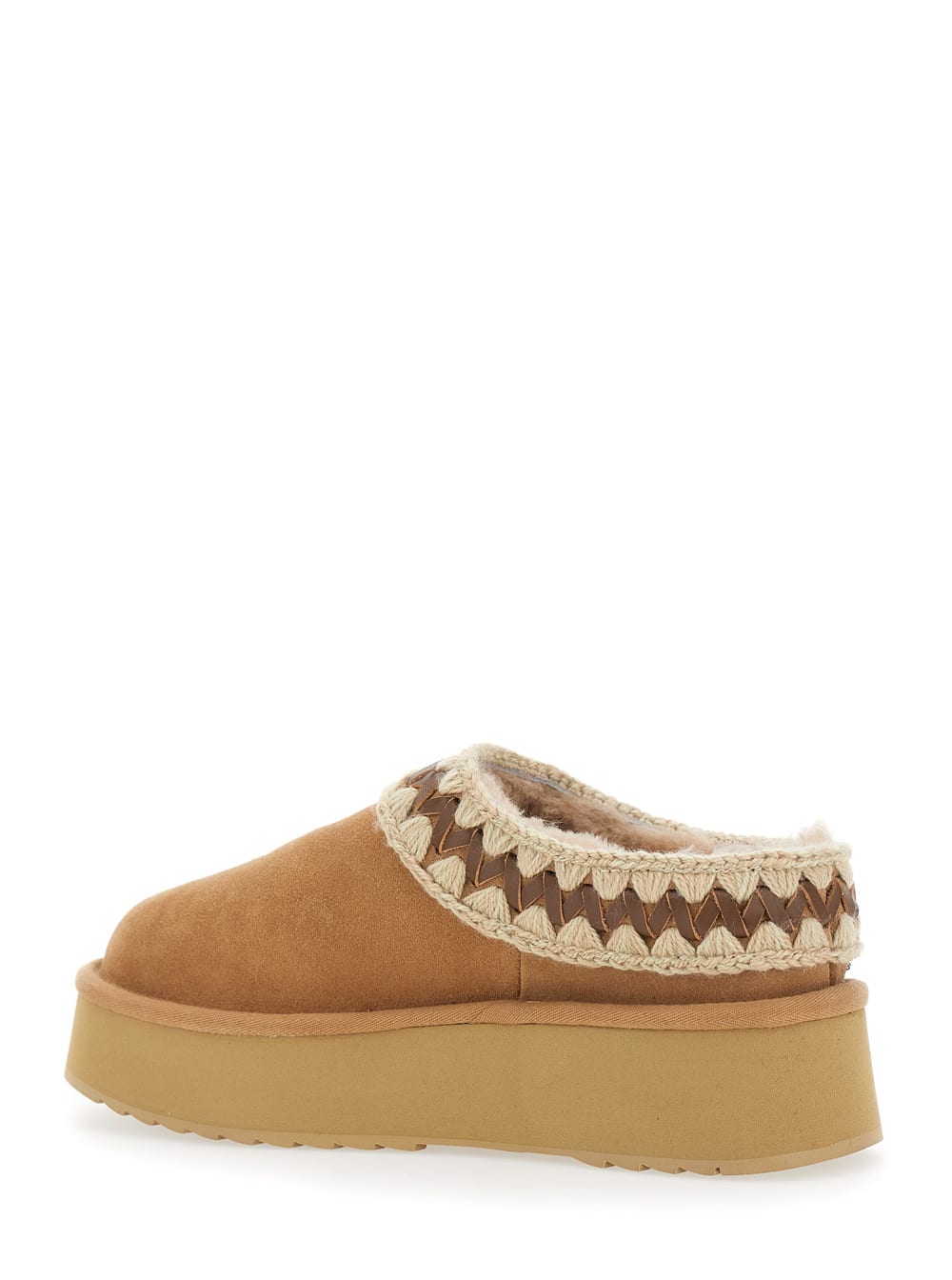 Mou 40mm Braided Platform Mules In Brown