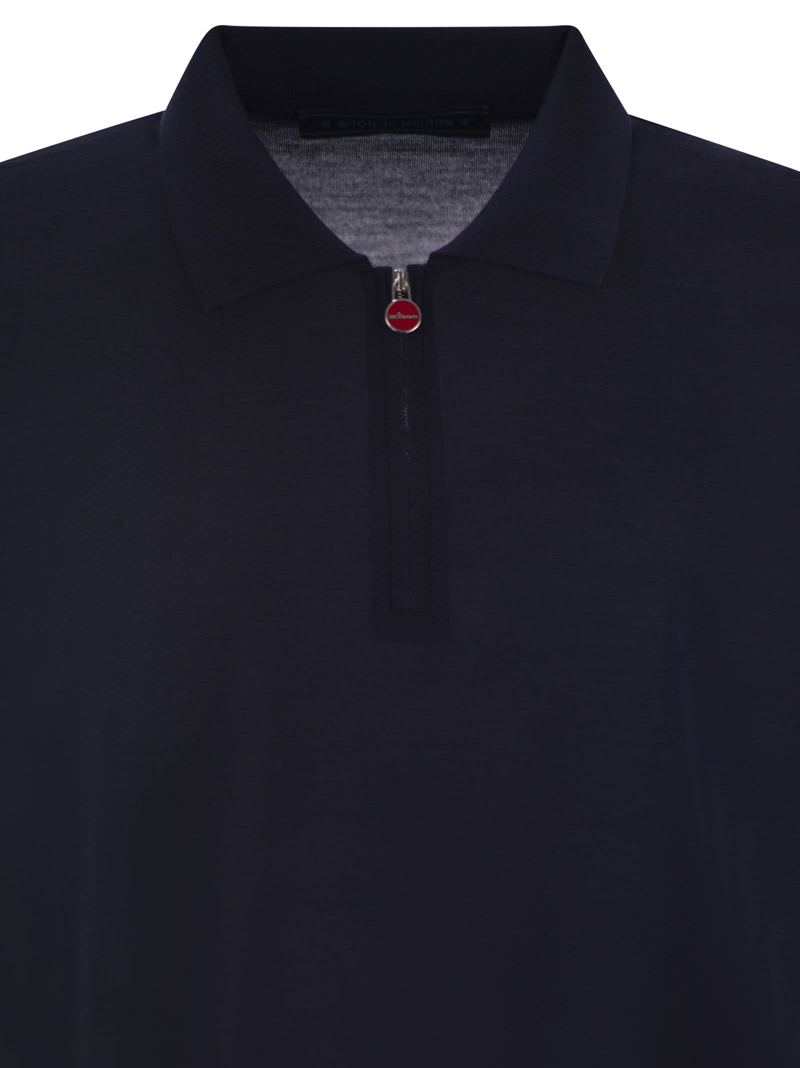 Kiton Men Wool Polo Shirt In Black