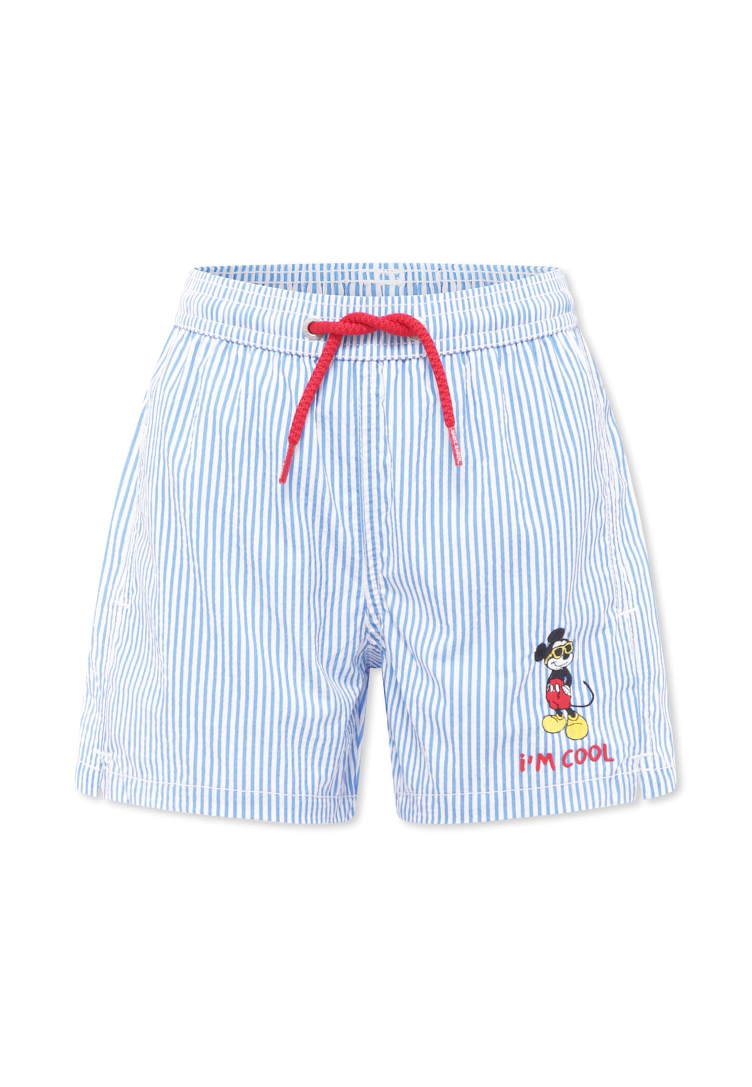 Mc2 Saint Barth Light Blue Swim Shorts For Boy With Mickey Mouse In Multi
