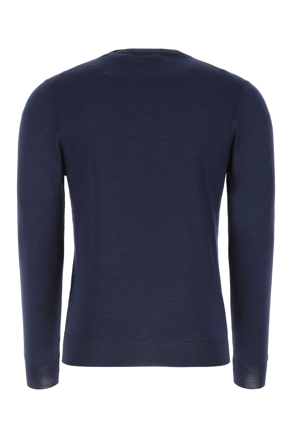 Shop Fedeli Dark Blue Cashmere Blend Sweater In 19