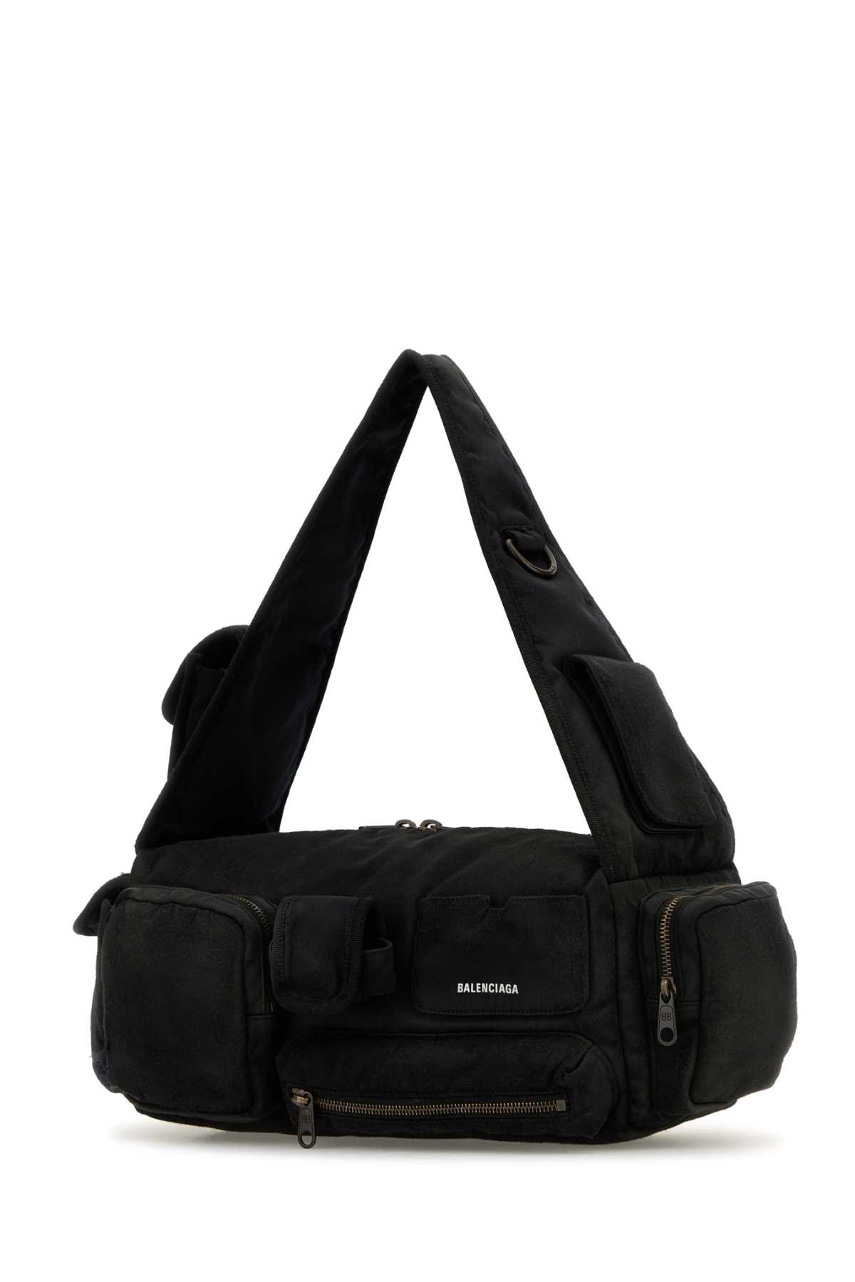 Shop Balenciaga Black Nylon Superbusy S Shoulder Bag