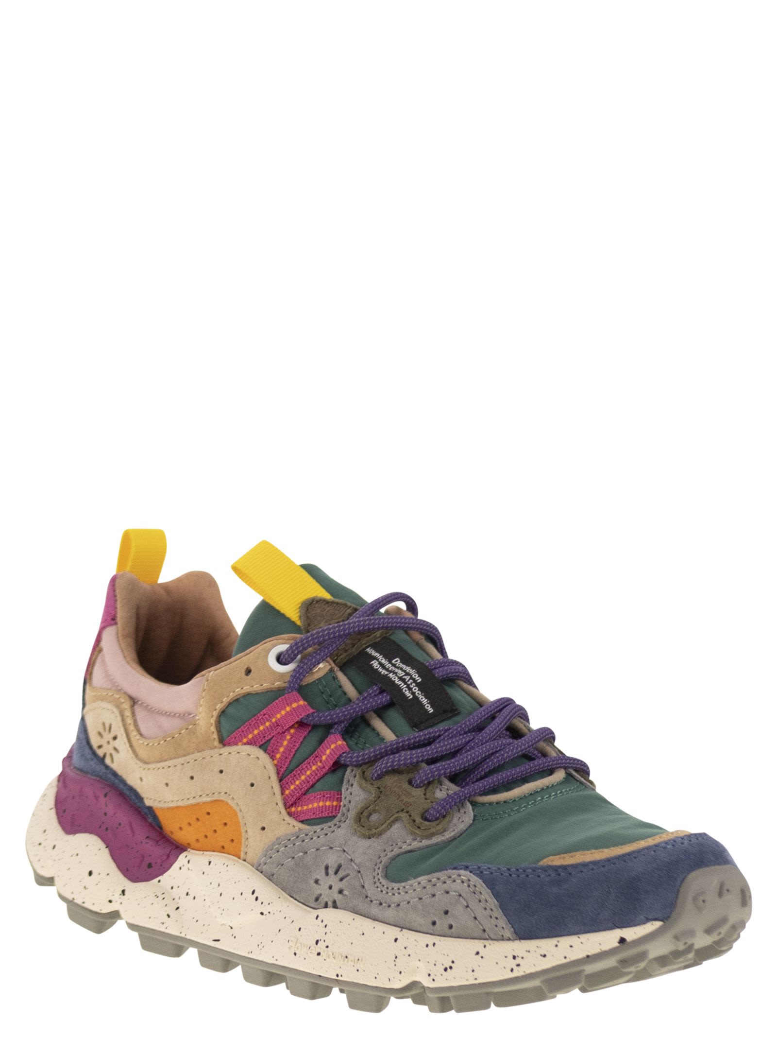Flower Mountain Yamano 3 Sneakers In Suede And Technical Fabric In Multi