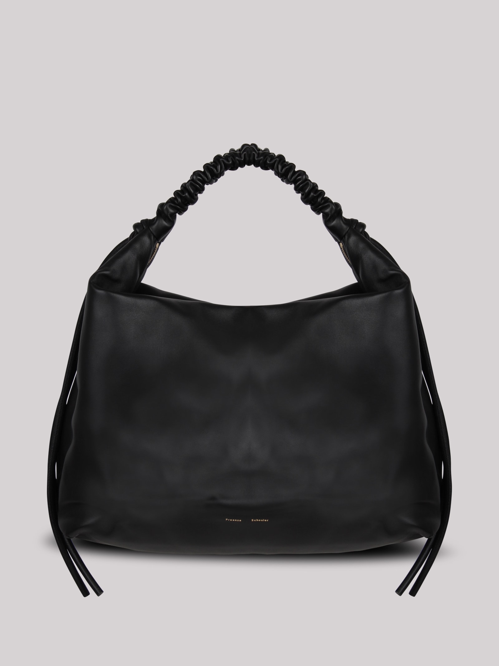 Proenza Schouler Large Drawstring Leather Shoulder Bag In Black