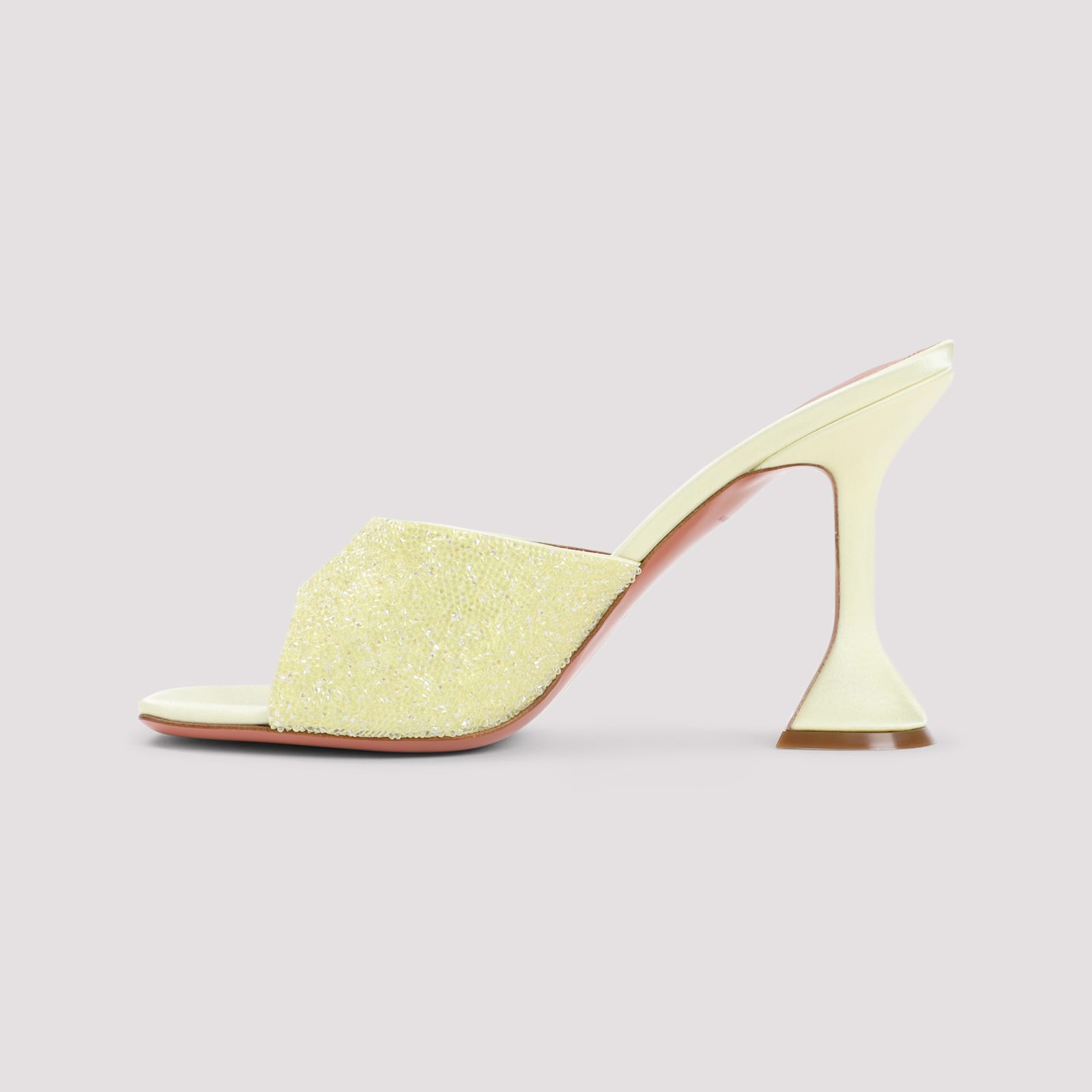 Amina Muaddi Yellow Satin Sandals With Hourglass Heel In Yellow