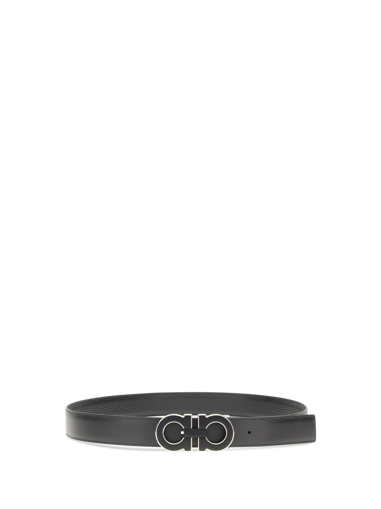 Ferragamo Reversible And Adjustable Gancini Belt In Black
