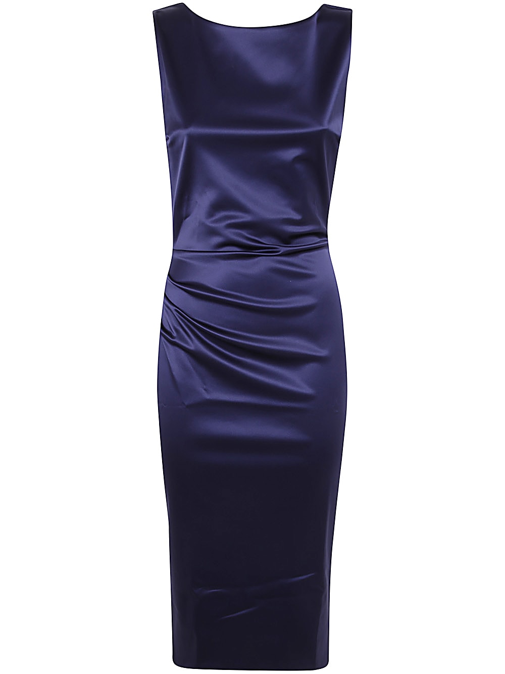 Shop La Petit Robe Di Chiara Boni Ajour Satin Dress Jersey In Myrtille