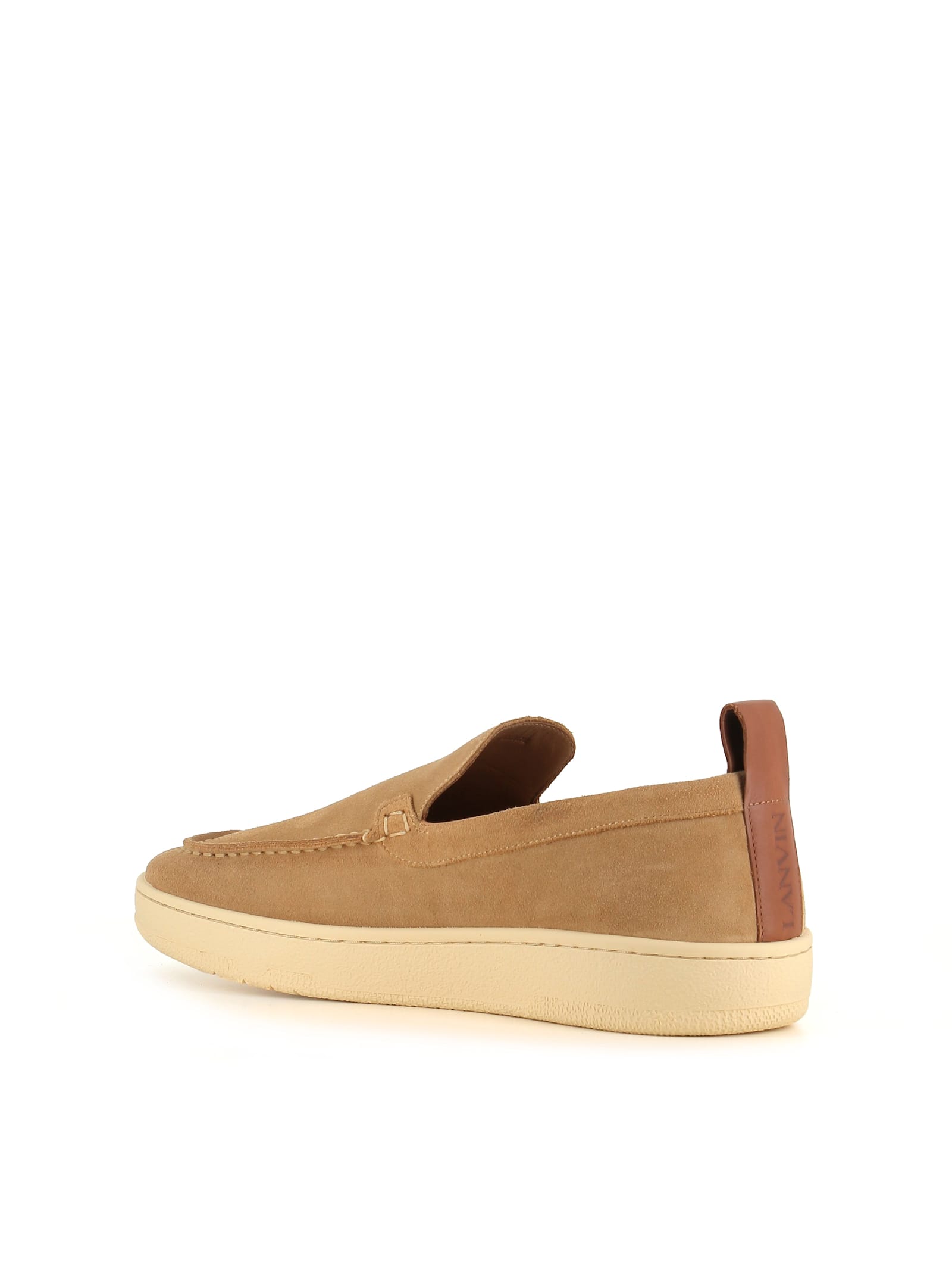 Lanvin Suede Slipper Loafers Dark Beige In Beige