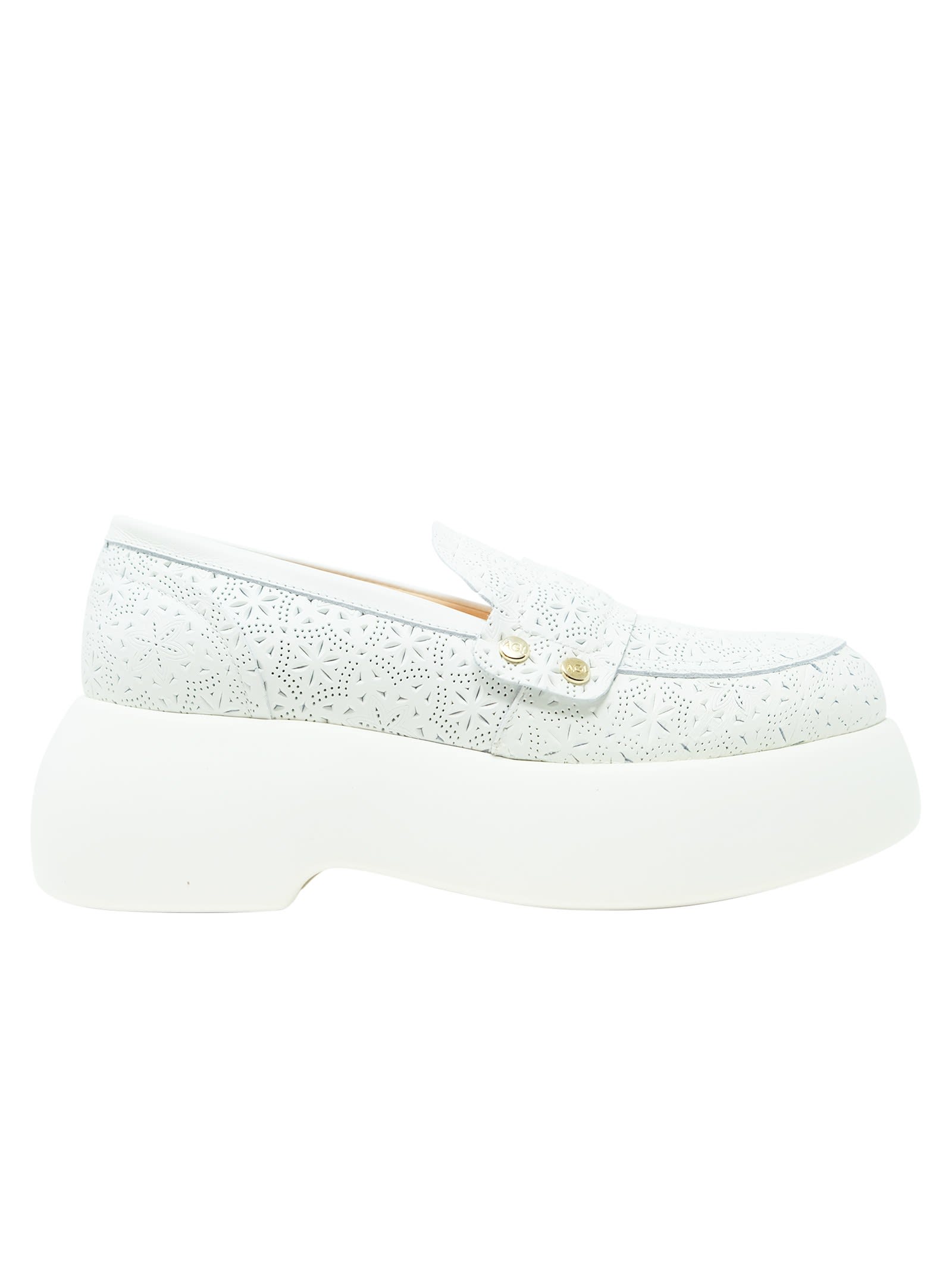 Agl White Leather Loafers