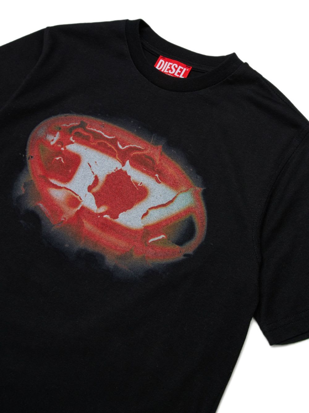 Diesel T-shirt In Misto Cotone Con Logo Glowing Oval D In Black