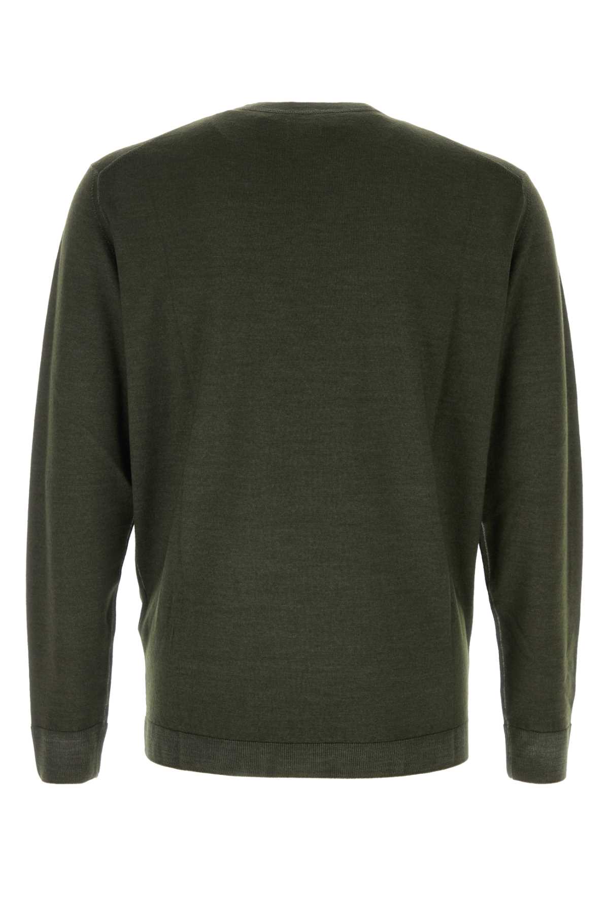 Shop C.p. Company Bottle Green Wool Sweater In Grapeleaf