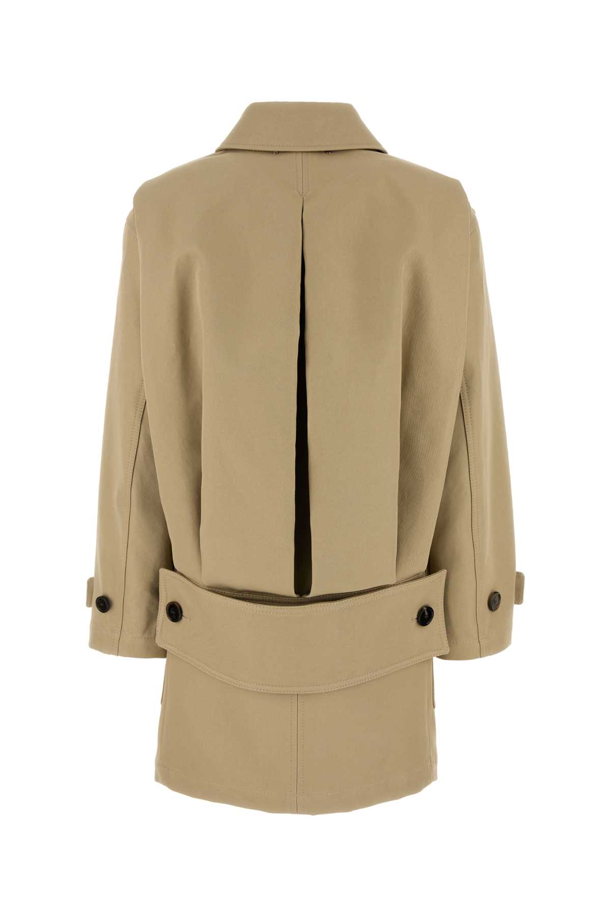 Gucci Women Beige Drill Overcoat In Brown
