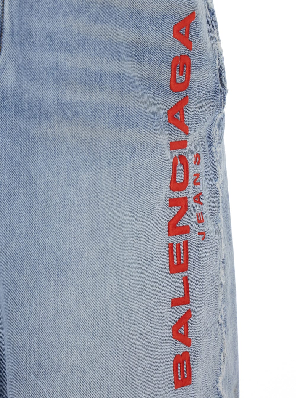 Balenciaga Men Light Blue Denim And Grey Fleece Trousers In Gray