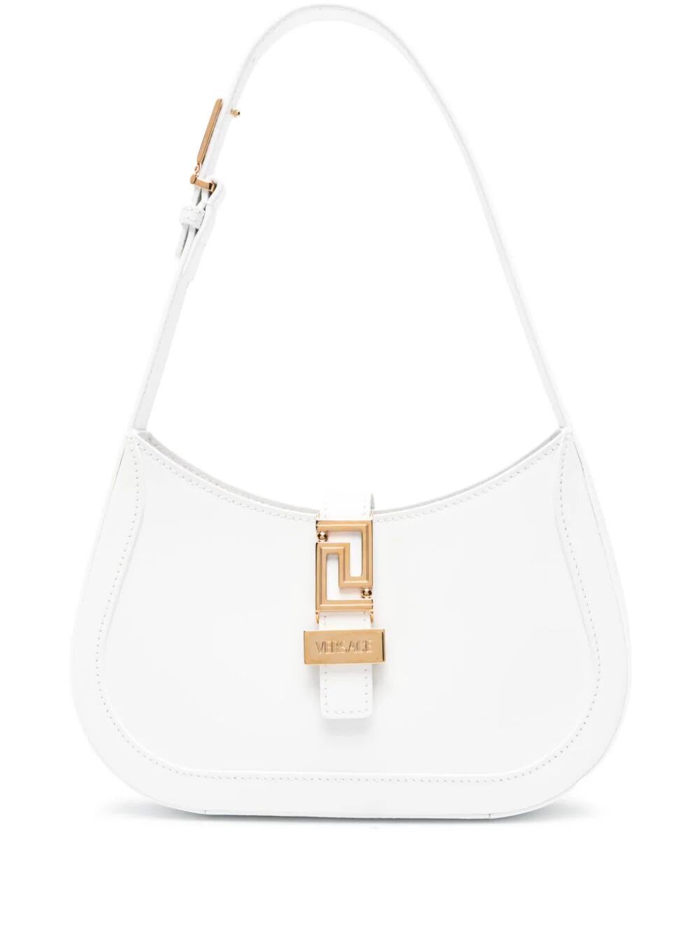 Shop Versace Small Hobo In V Optical White  Gold