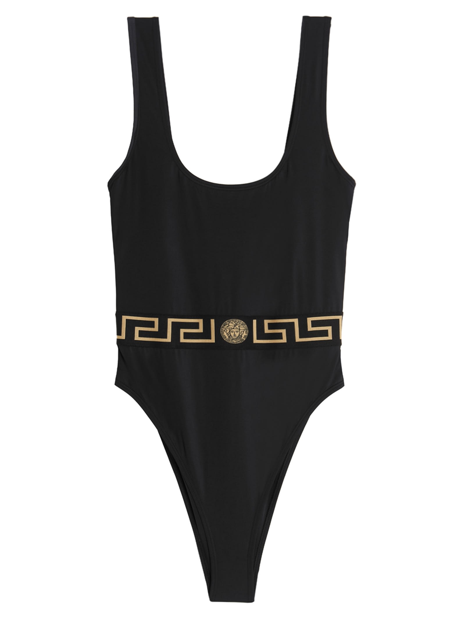 Shop Versace Greca E Medusa One-piece Swimsuit In Black
