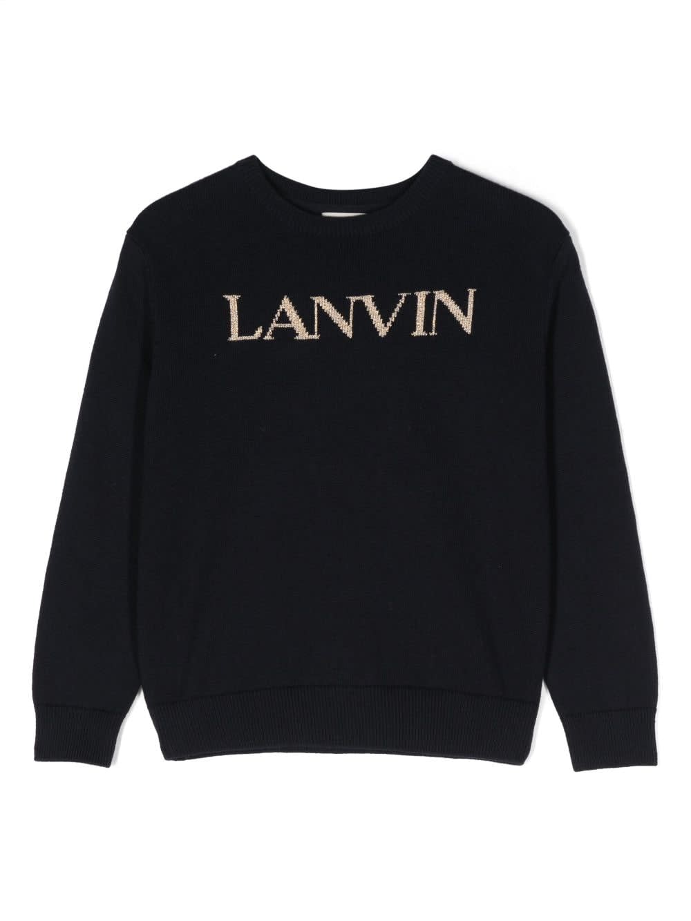 Lanvin Kids'  Pullover Blu Navy In Cotone E Lana Bambina