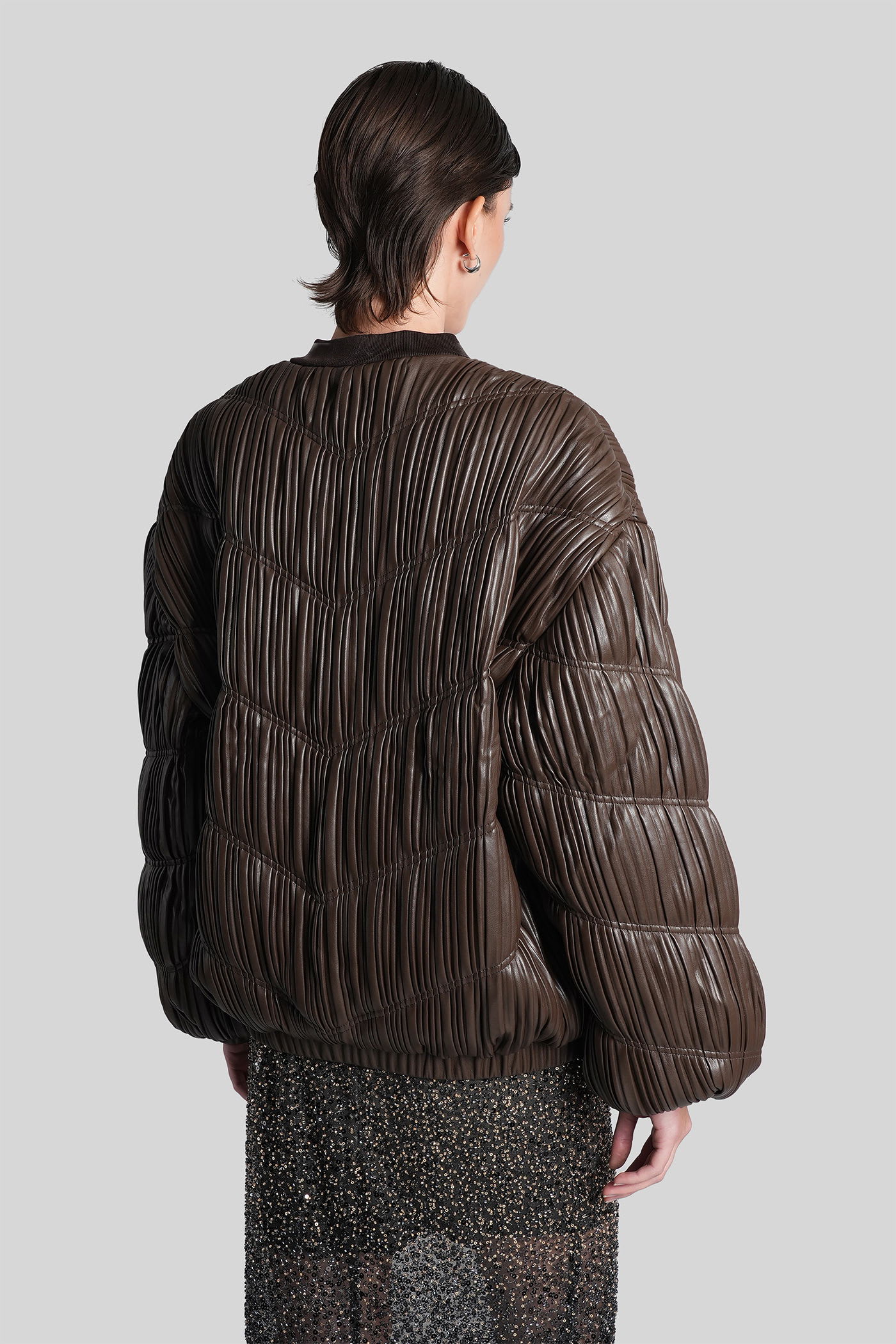 Rotate Birger Christensen Bomber Jacket In Brown Polyester In Brown