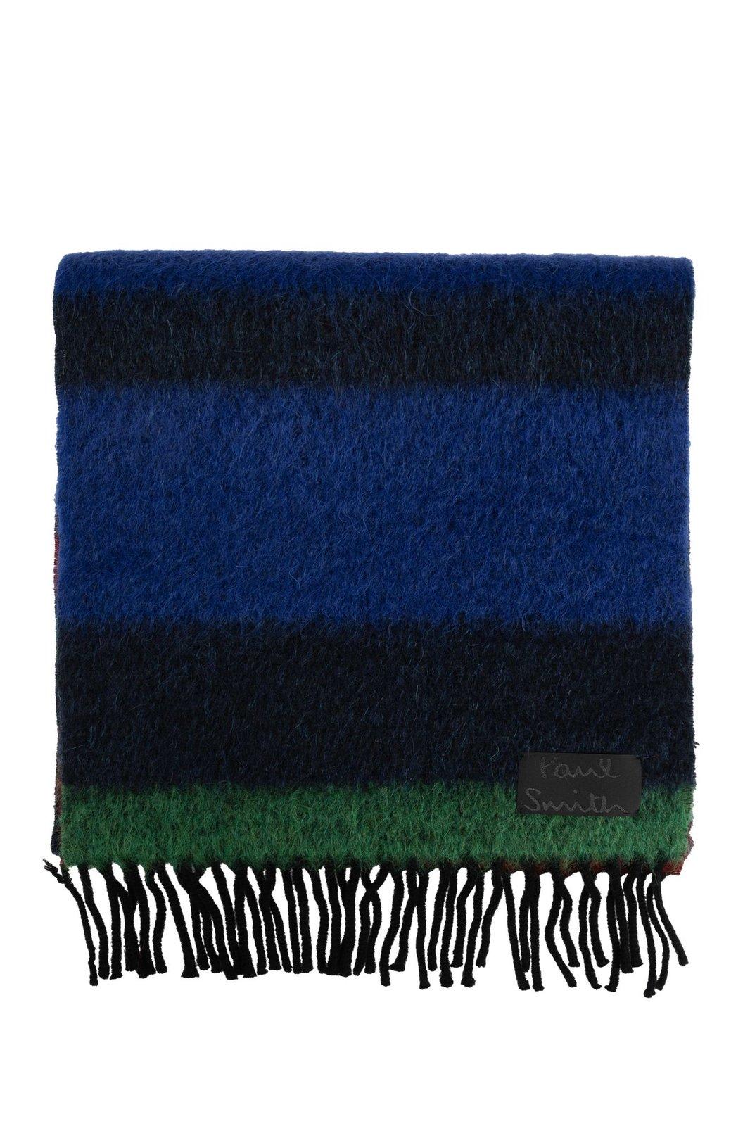 Shop Paul Smith Striped Scarf In Blue