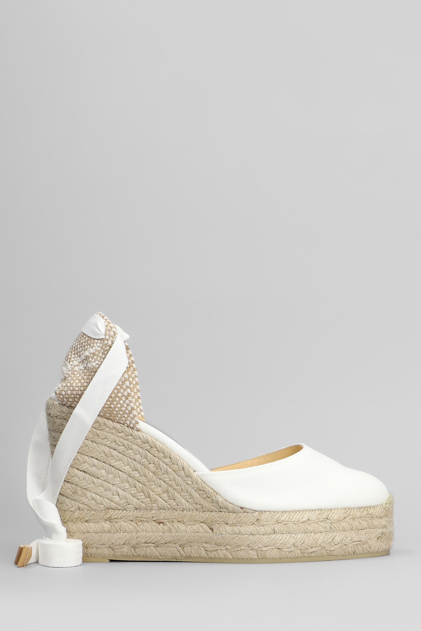CASTAñER CARINA-8ED-001 WEDGES IN WHITE CANVAS