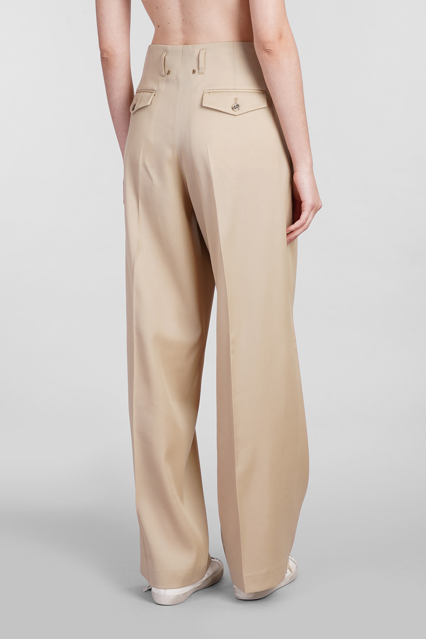 Shop Golden Goose Pants In Beige Wool