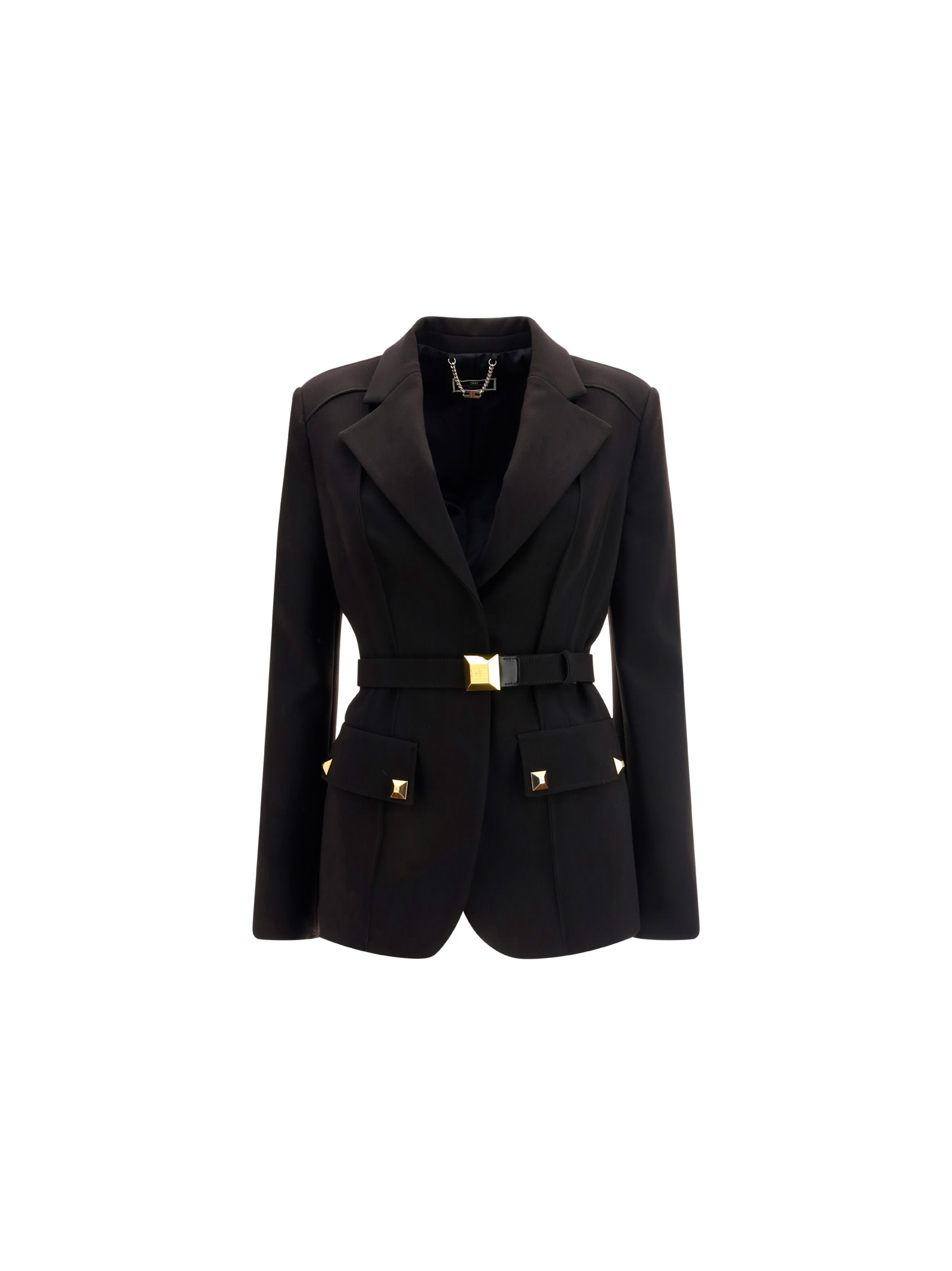 Elisabetta Franchi Velvet Double Breasted Blazer In Nero