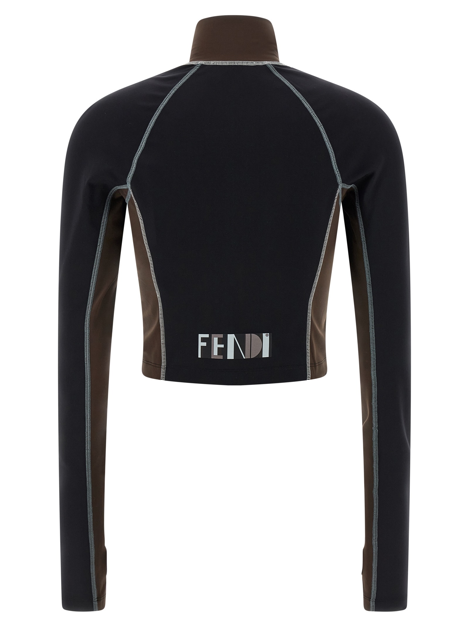 Fendi Long-sleeved Cardigan Top In Black