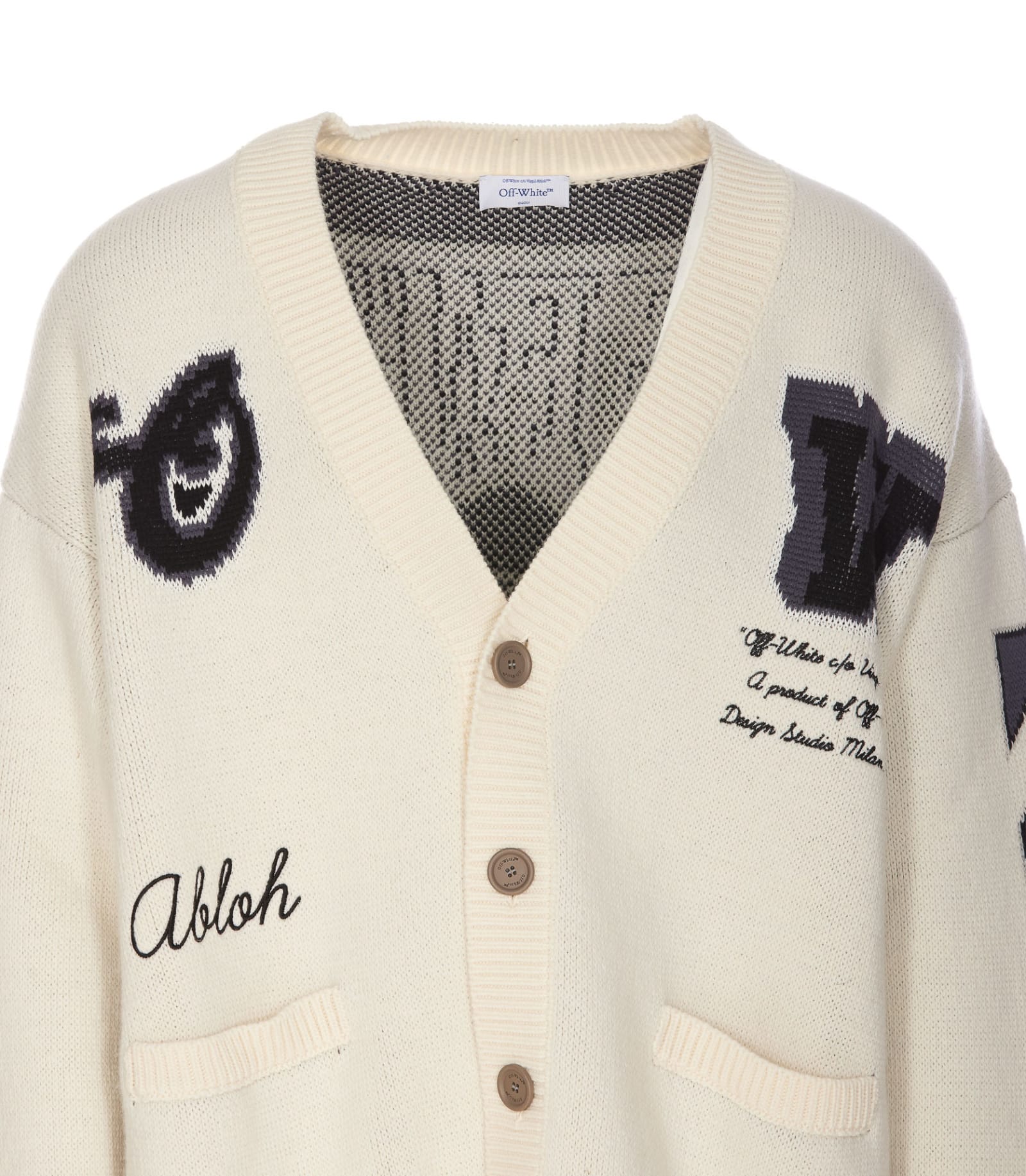 Off-White c/o Virgil Abloh Moon Cardigan In Wool Blend in White