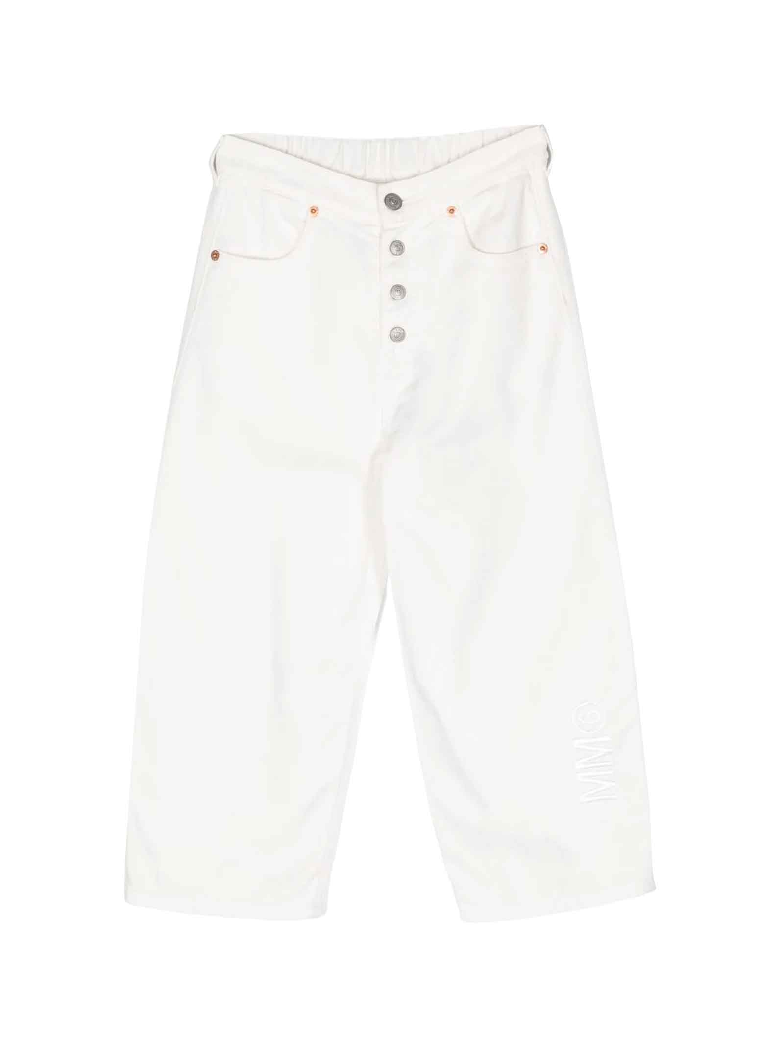 Shop Mm6 Maison Margiela White Trousers Unisex In Bianco