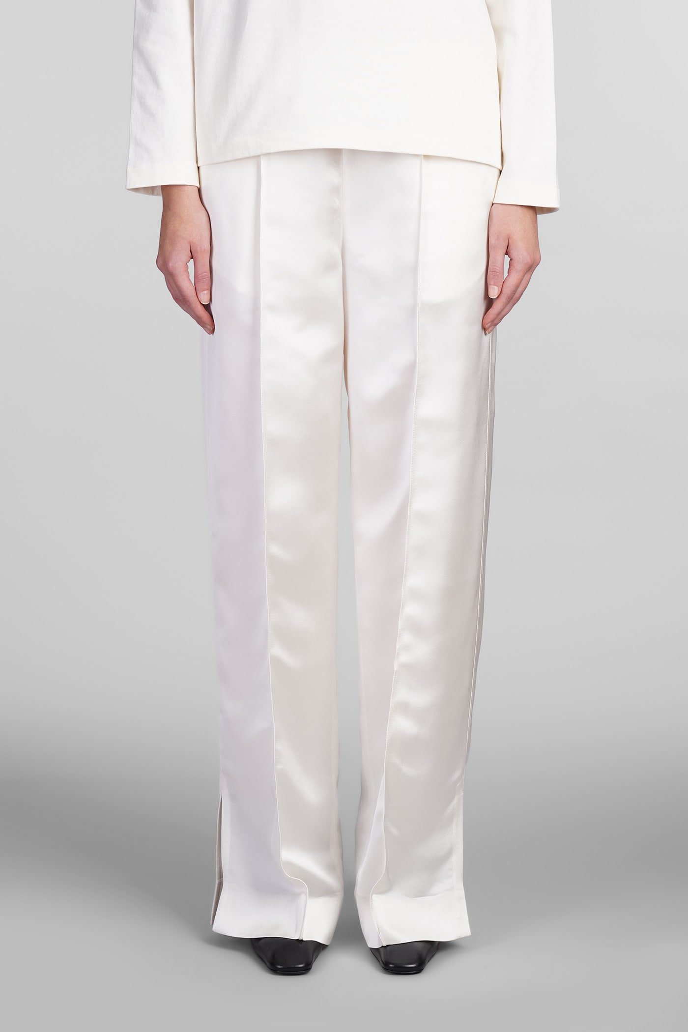 Shop Jil Sander Pants In White Polyamide Polyester