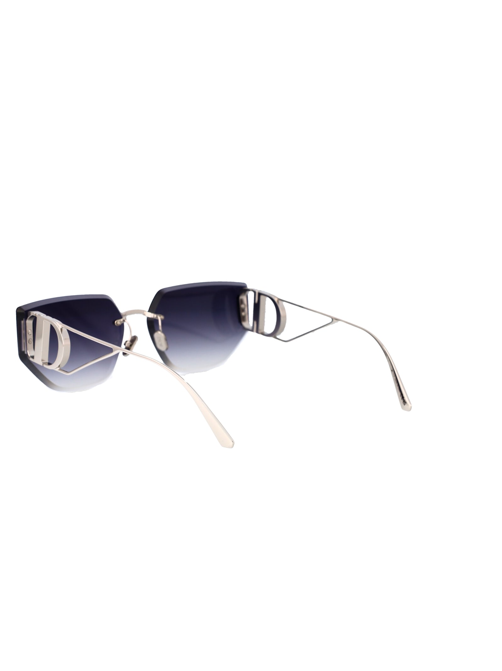 Shop Dior 30montaigne B3u Sunglasses In F0a6 Shiny Palladium / Smoke Mirror