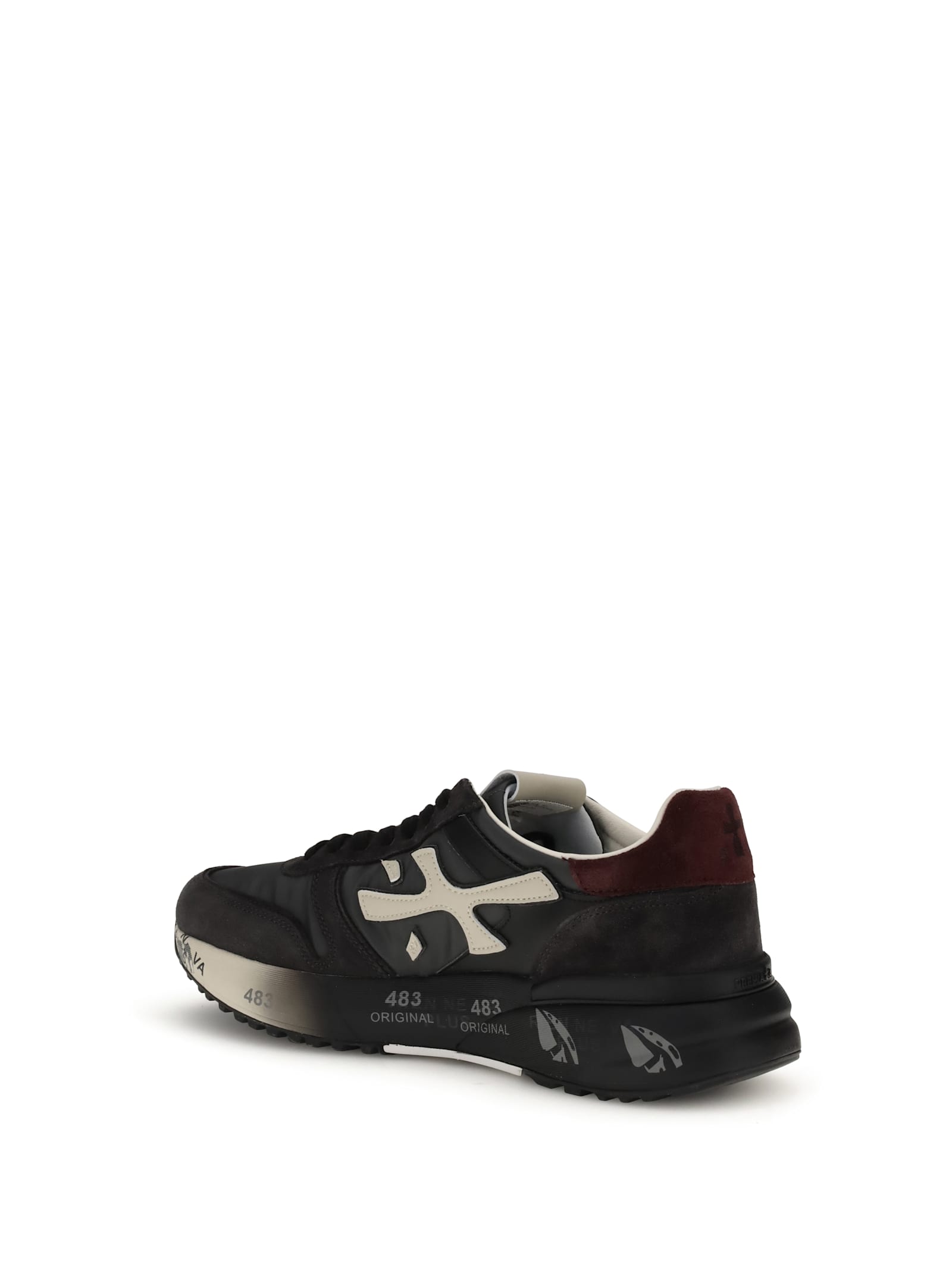 Premiata Casual Low Top Sneakers With Suede Accents In Black