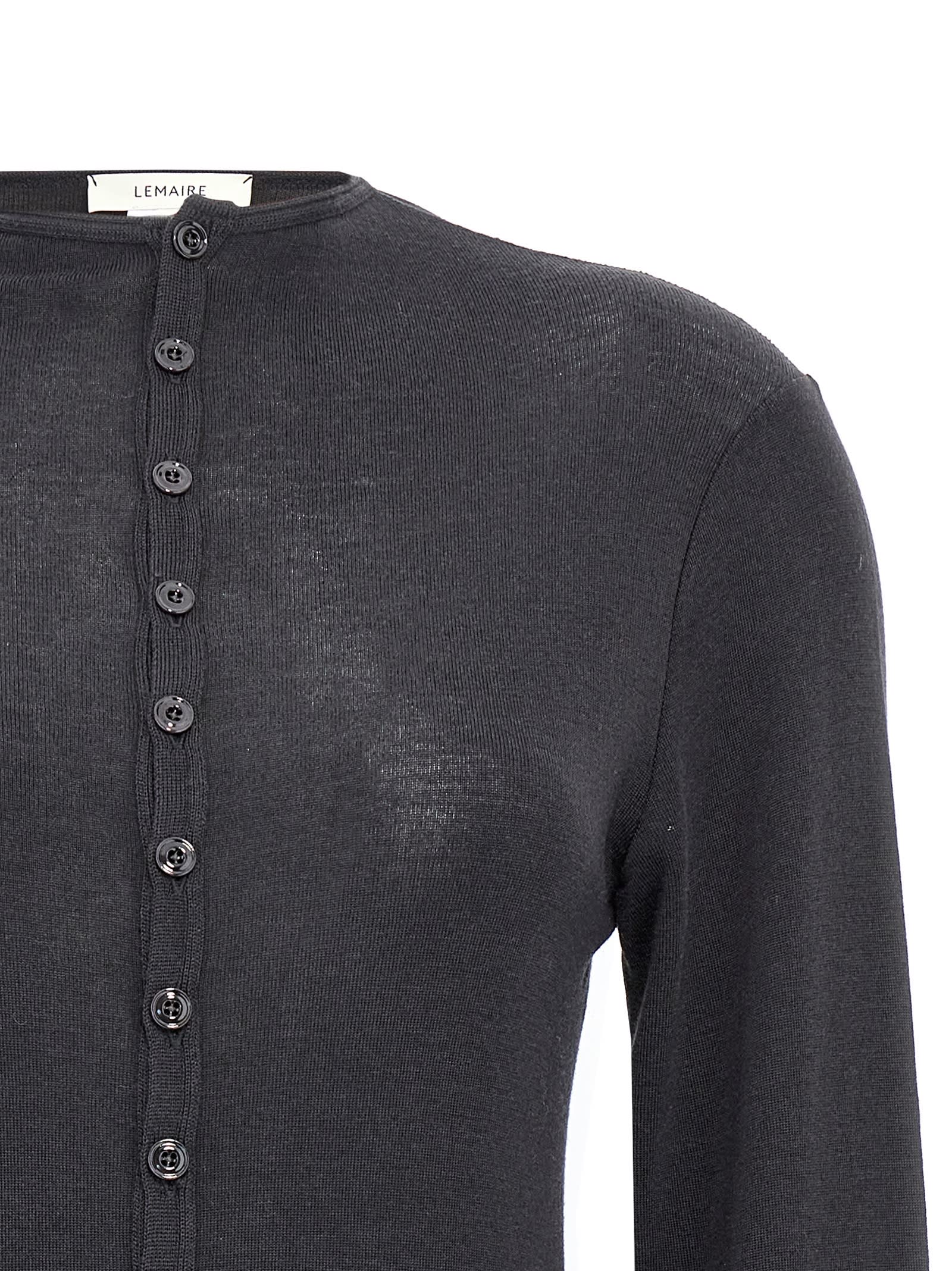 Shop Lemaire Wool Cardigan In Black