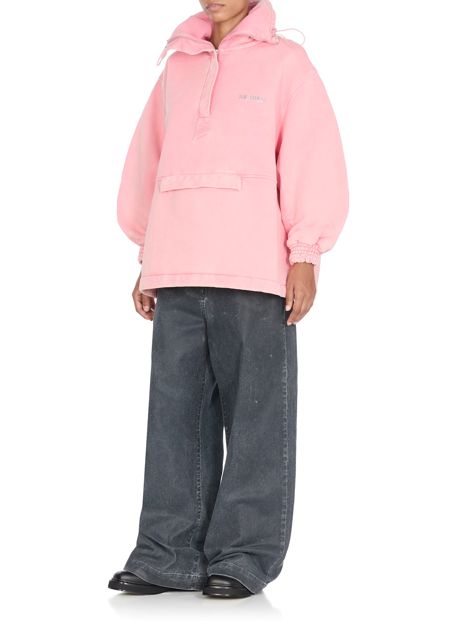 Attico Oversized Cotton Hooded Anorak In Pink